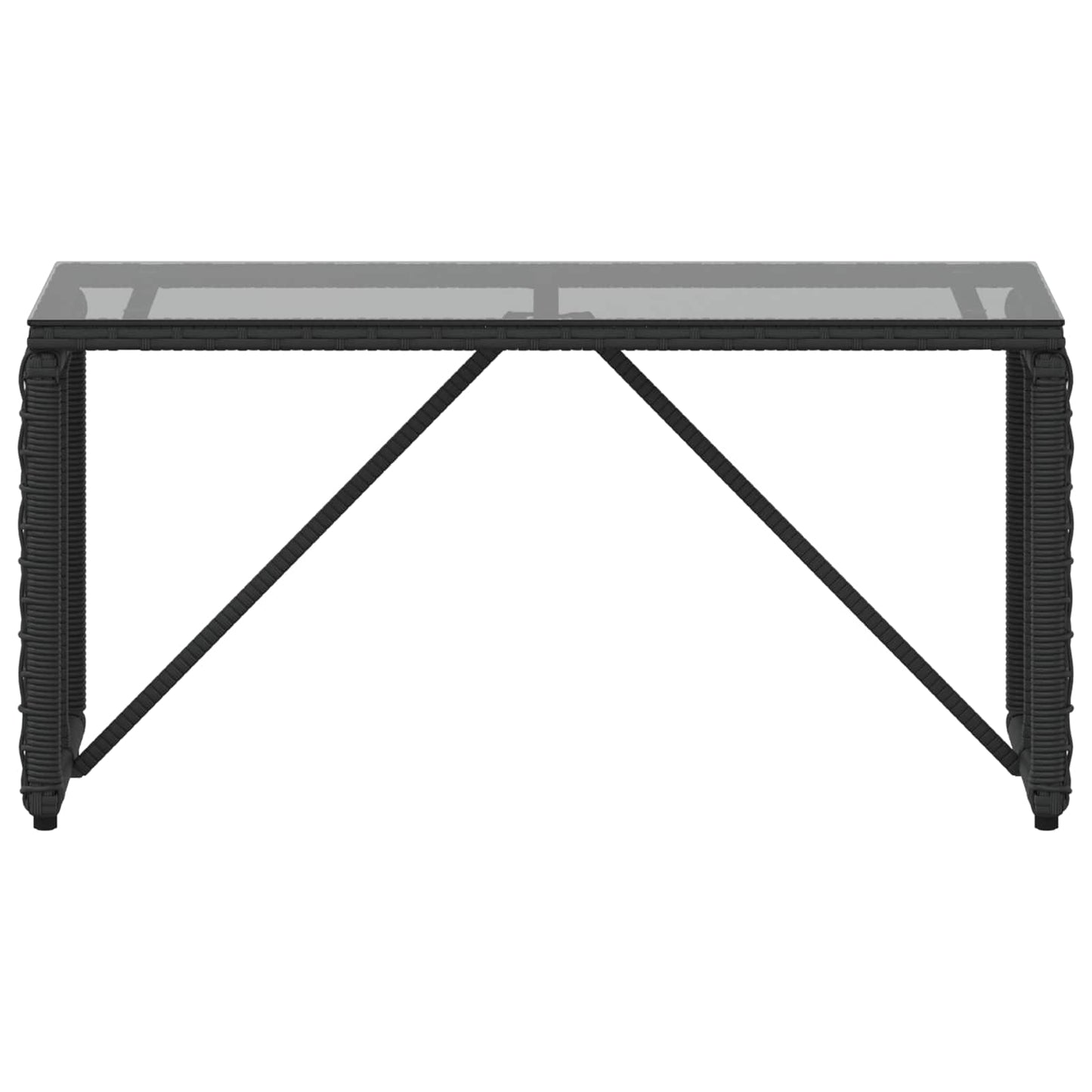 Kültéri Asztal Fekete 80 x 40 x 40 cm PE Rattan és Üveg