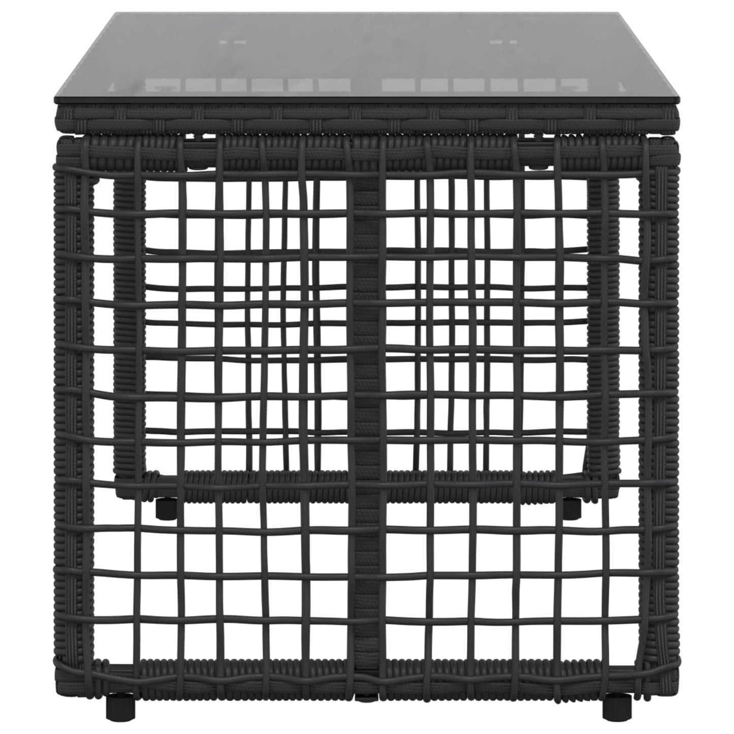 Kültéri Asztal Fekete 80 x 40 x 40 cm PE Rattan és Üveg