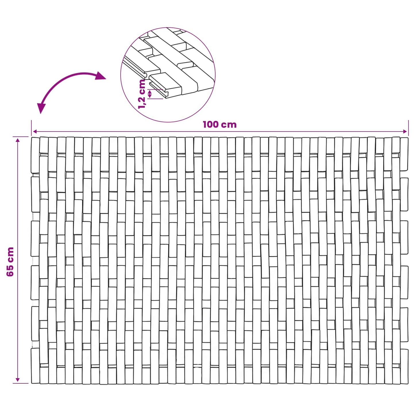 Fürdőszobai szőnyegek Természetes 65 x 100 cm Tömör Akácfa