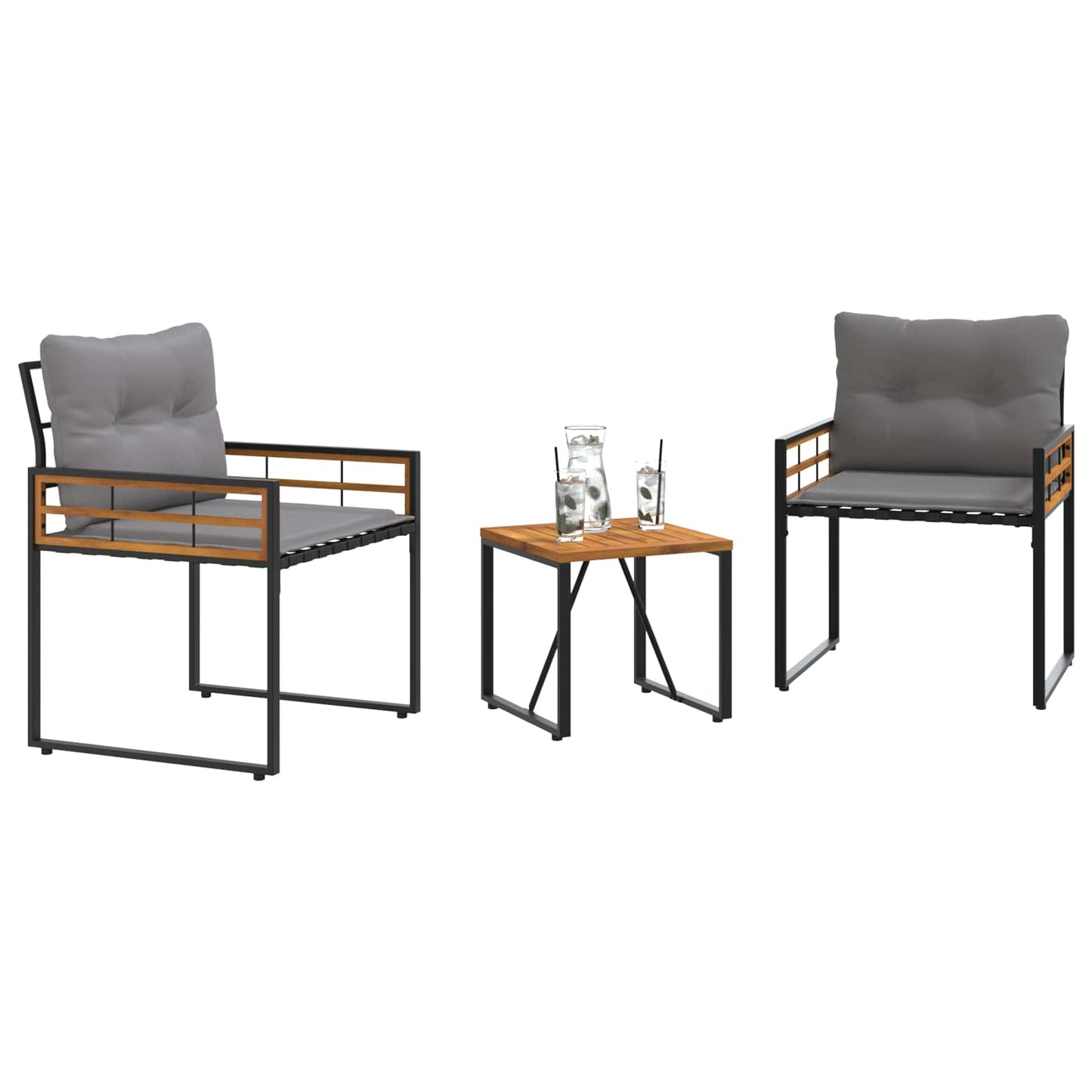 Kültéri Bútor Szett párnával 3 pcs Világosszürke