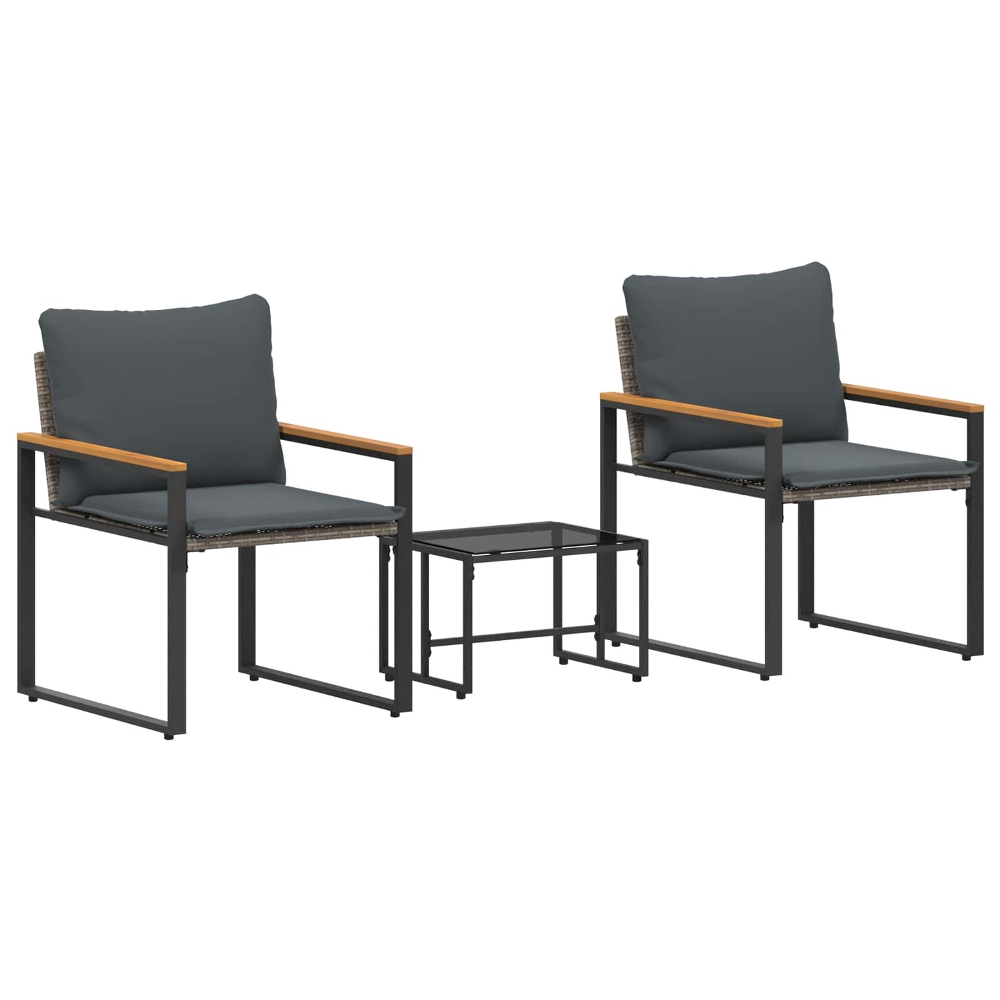 Bútor szettek párnával 3 pcs Szürke és sötétszürke Rattan