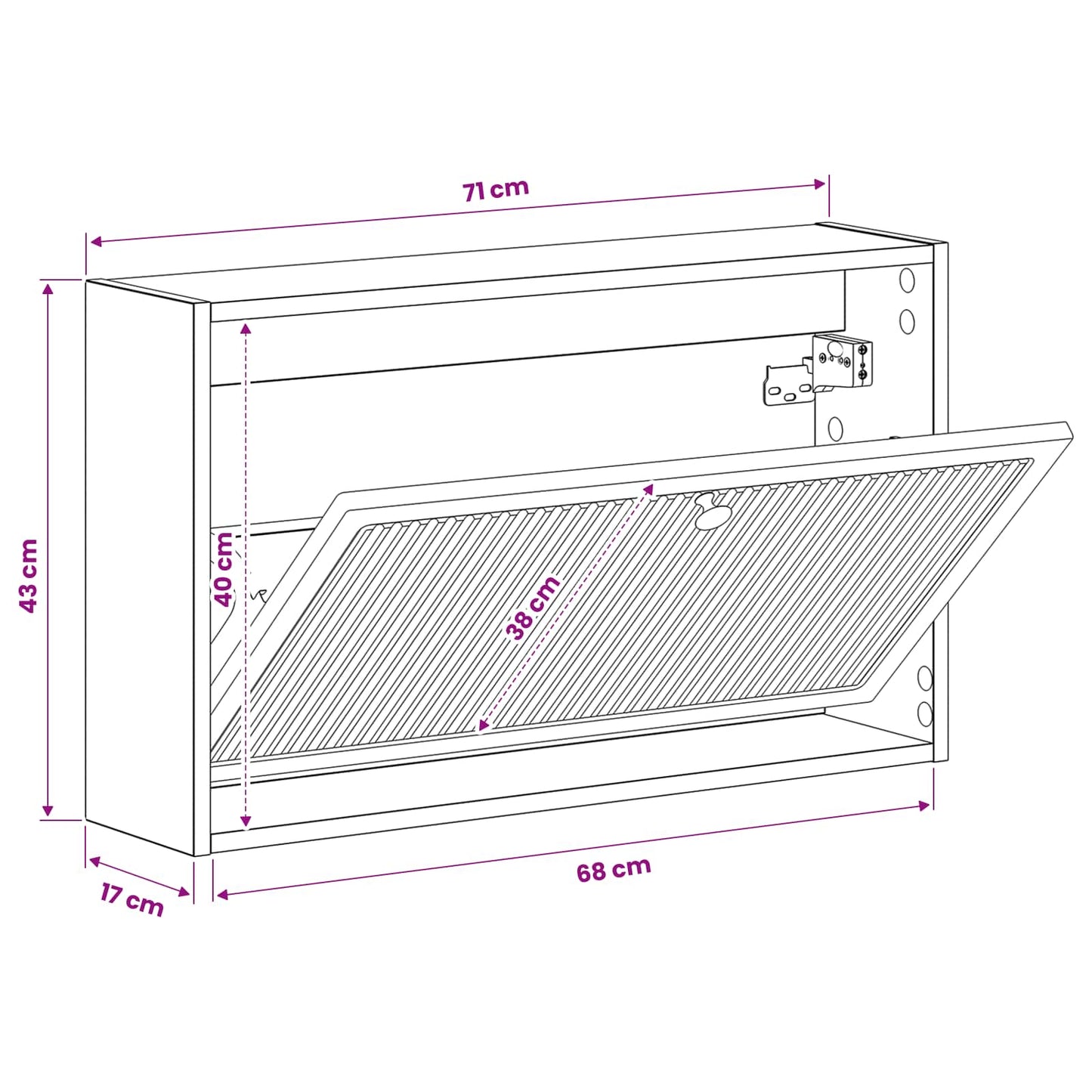 Fali Cipőtartó EDE 71 x 17 x 43 cm Szerelt Fa Betonszürke