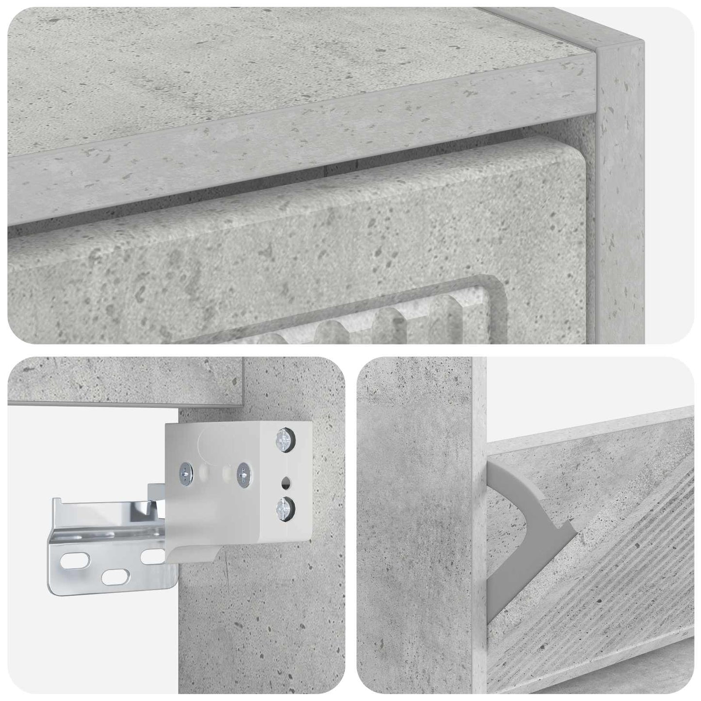 Fali Cipőtartó EDE 71 x 17 x 86 cm Szerelt Fa Betonszürke