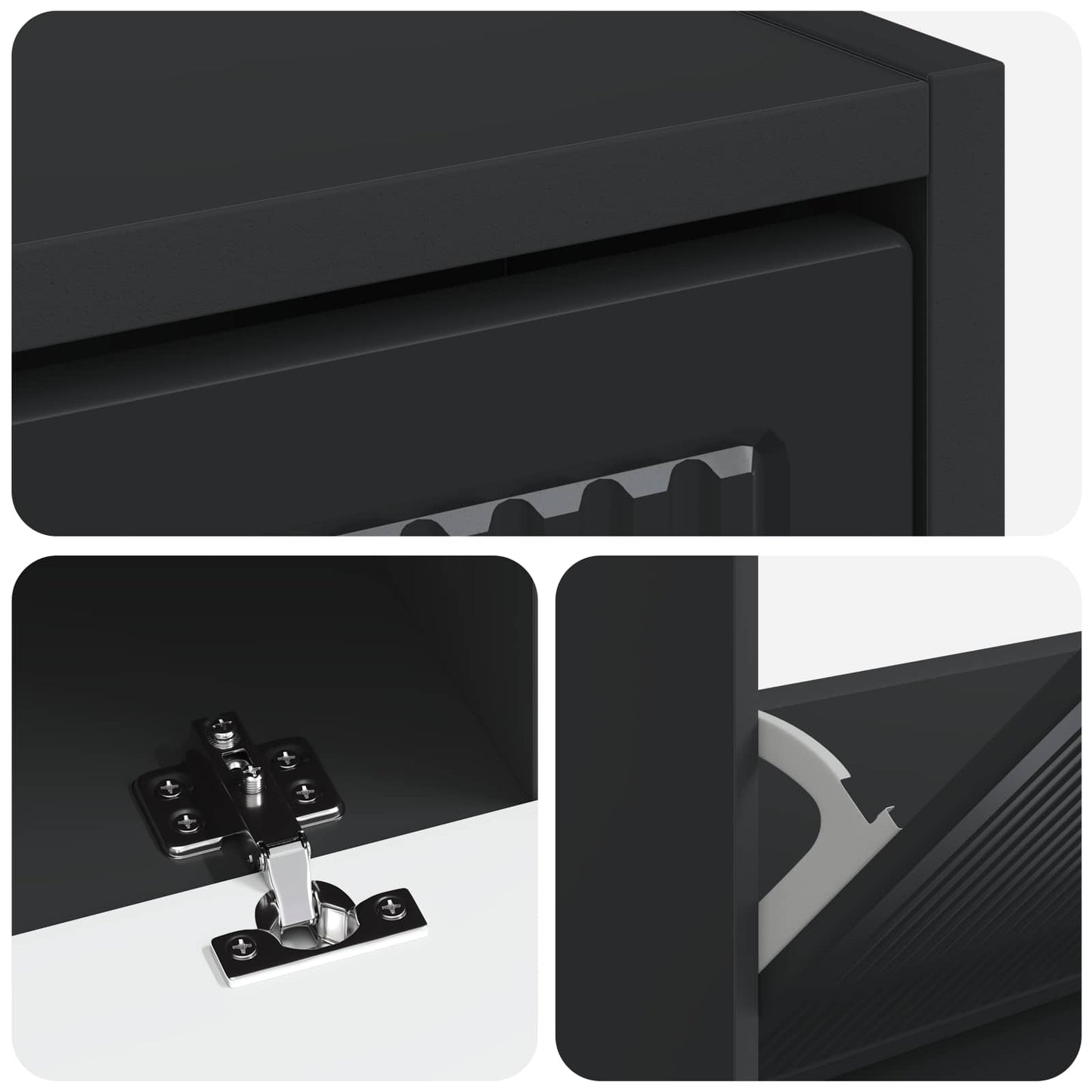 Cipőszekrény EDE 78 x 24 x 103 cm Szerelt Fa Fekete
