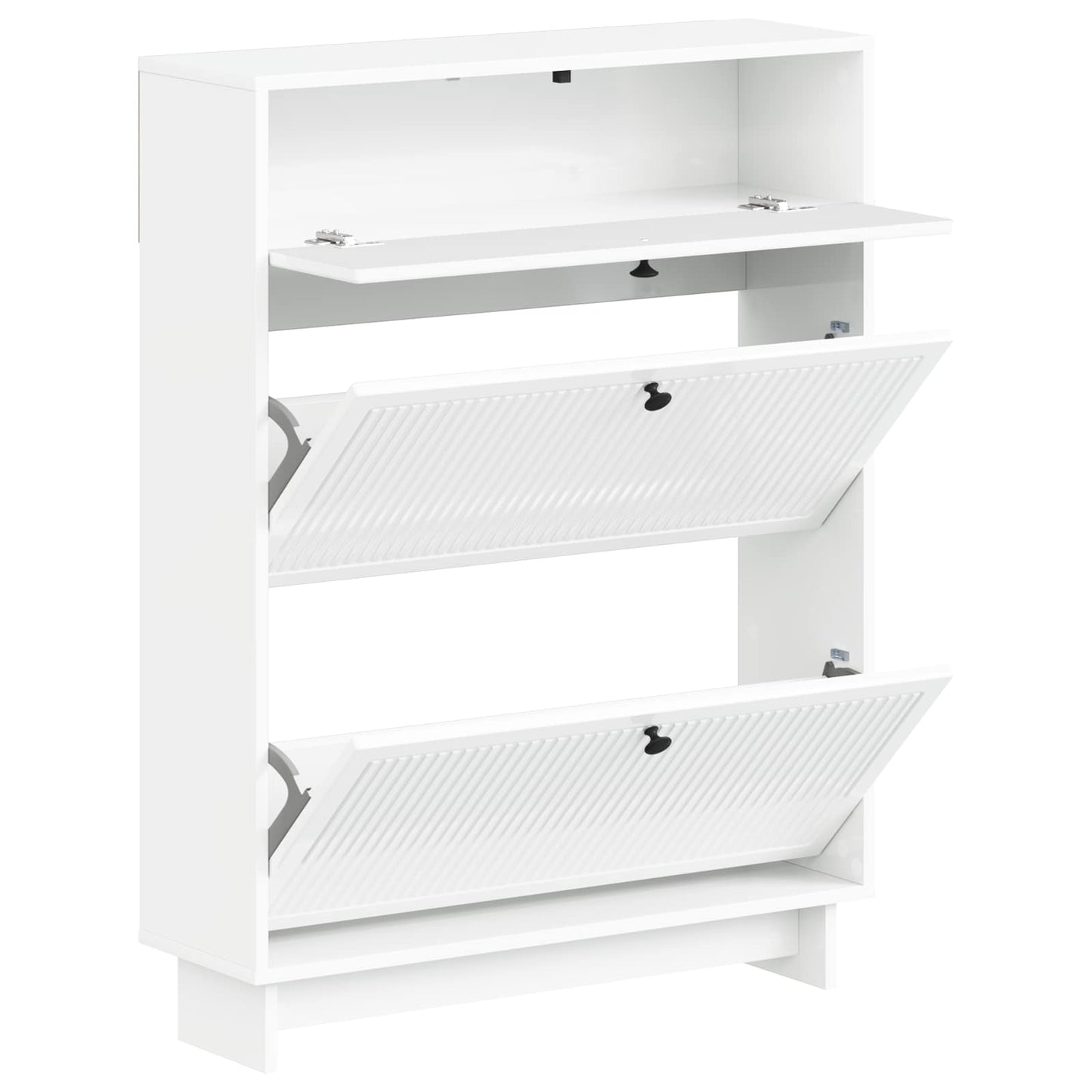 Cipőszekrény EDE 78 x 24 x 103 cm Szerelt Fa Magasfényű Fehér