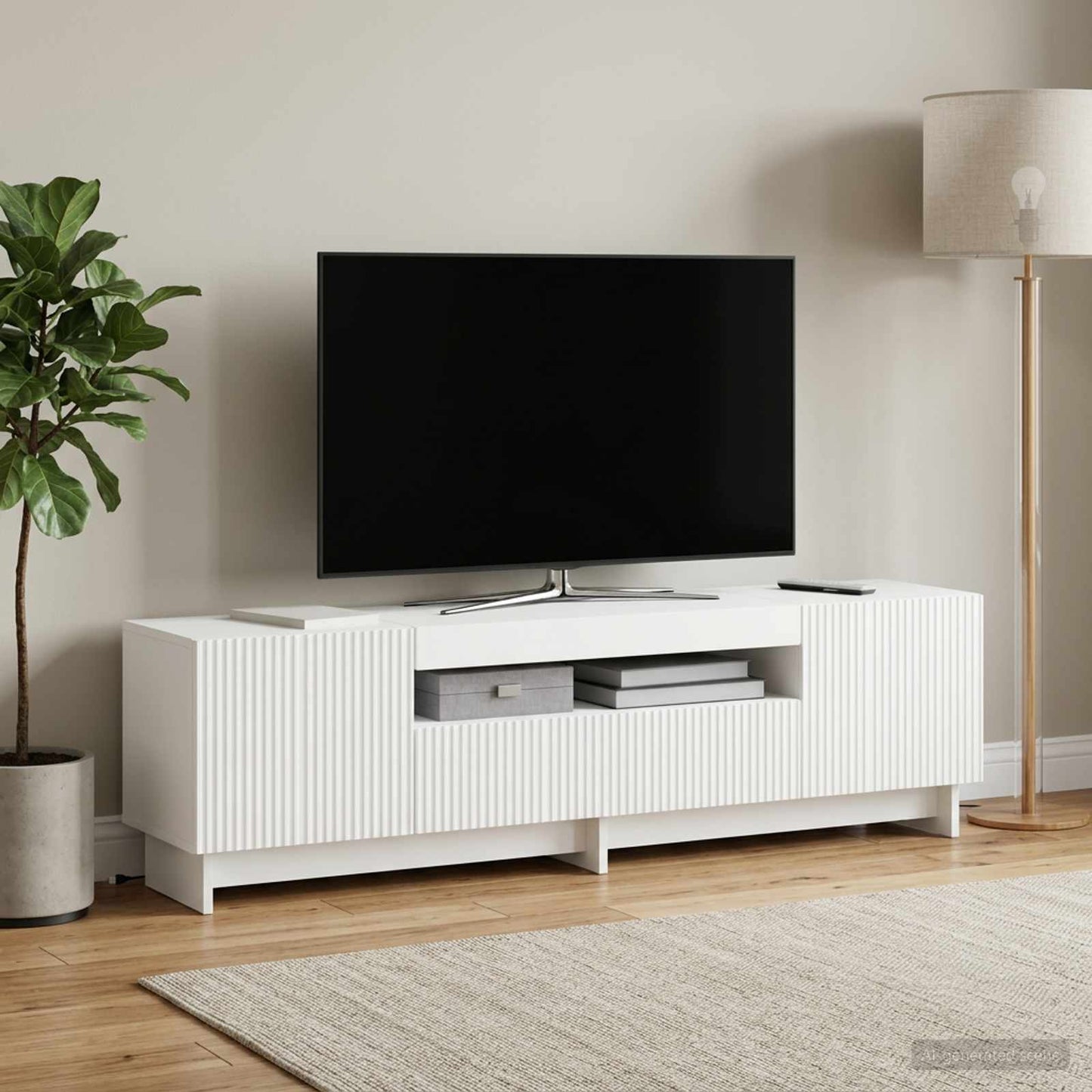 LED TV szekrény Fehér Szerelt Fa