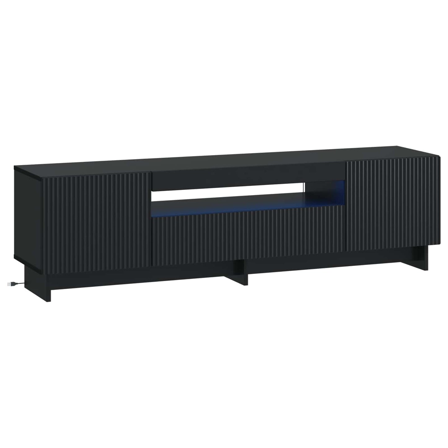 LED TV szekrény Fekete Szerelt Fa