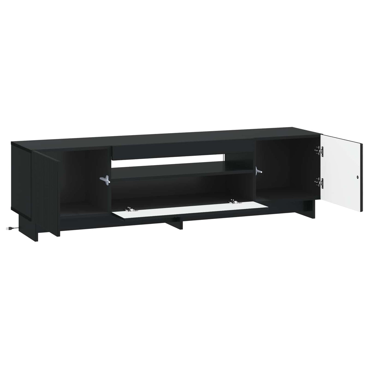 LED TV szekrény Fekete Szerelt Fa