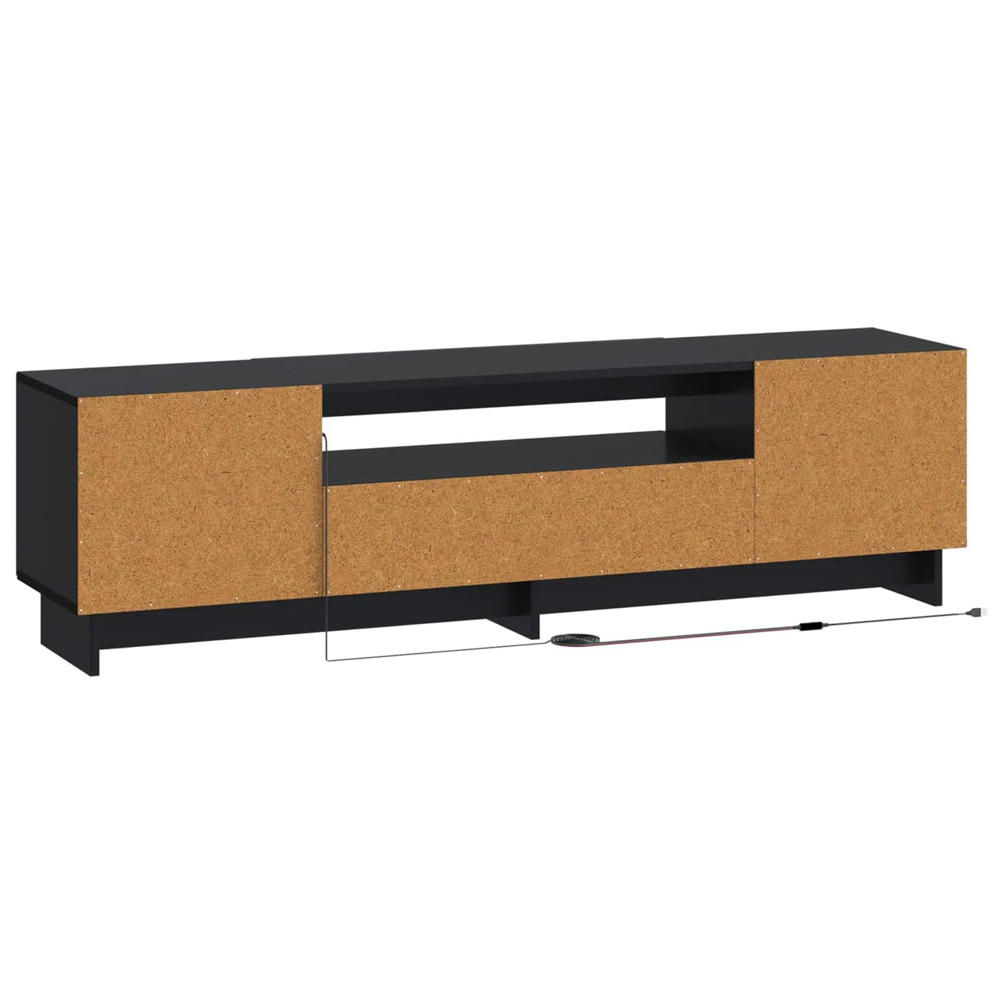 LED TV szekrény Fekete Szerelt Fa