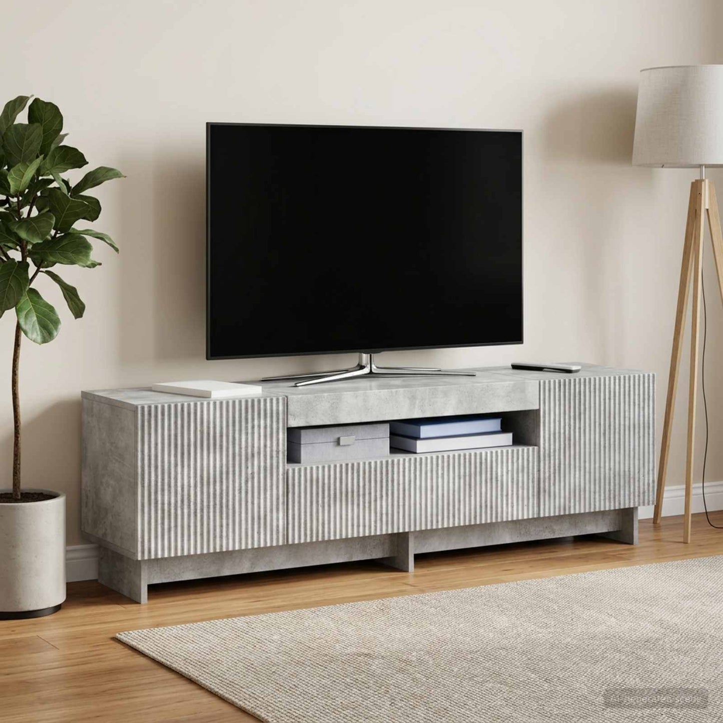 LED TV szekrény Betonszürke Szerelt Fa