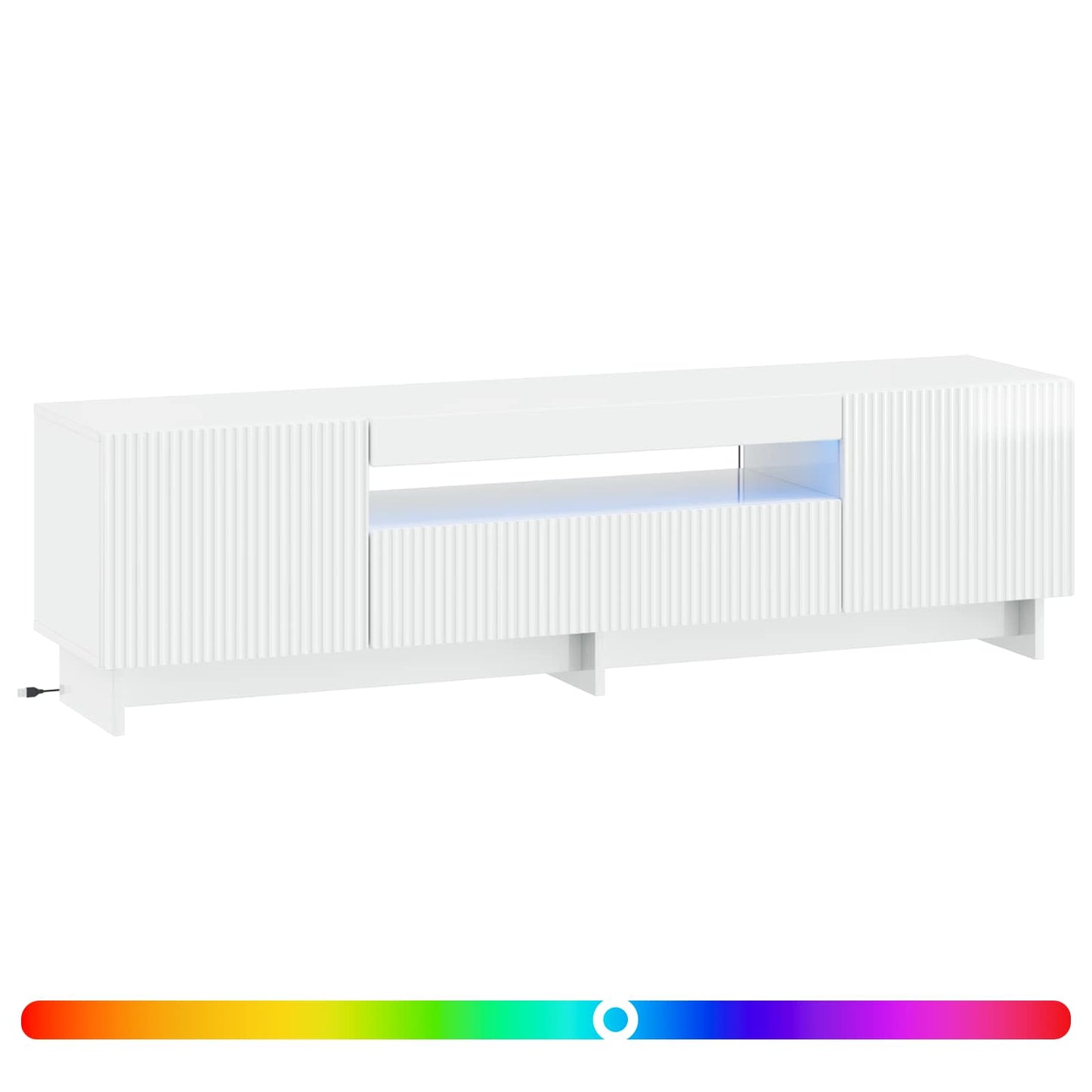 LED TV szekrény Magasfényű Fehér Szerelt Fa