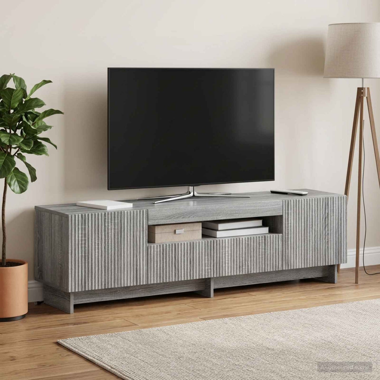 LED TV szekrény Szürke Sonoma Szerelt Fa