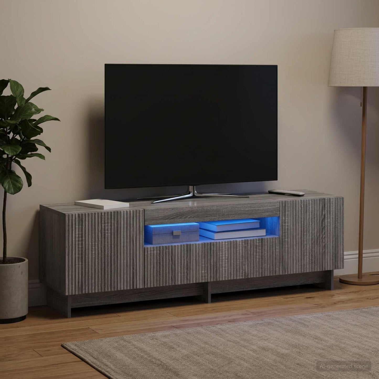 LED TV szekrény Szürke Sonoma Szerelt Fa