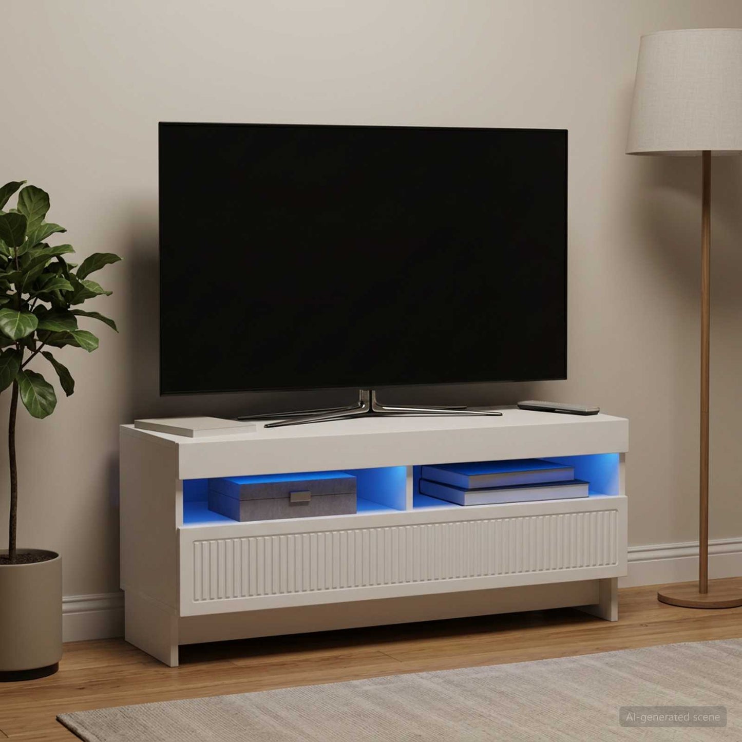LED TV szekrény Fehér Szerelt Fa