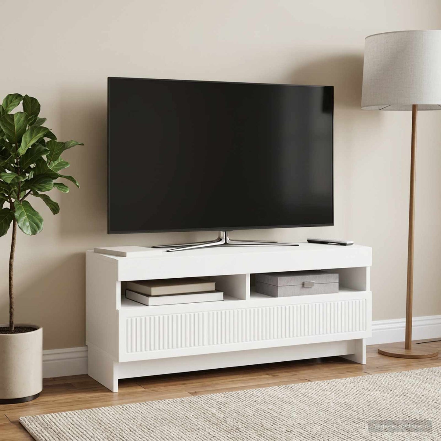 LED TV szekrény Fehér Szerelt Fa