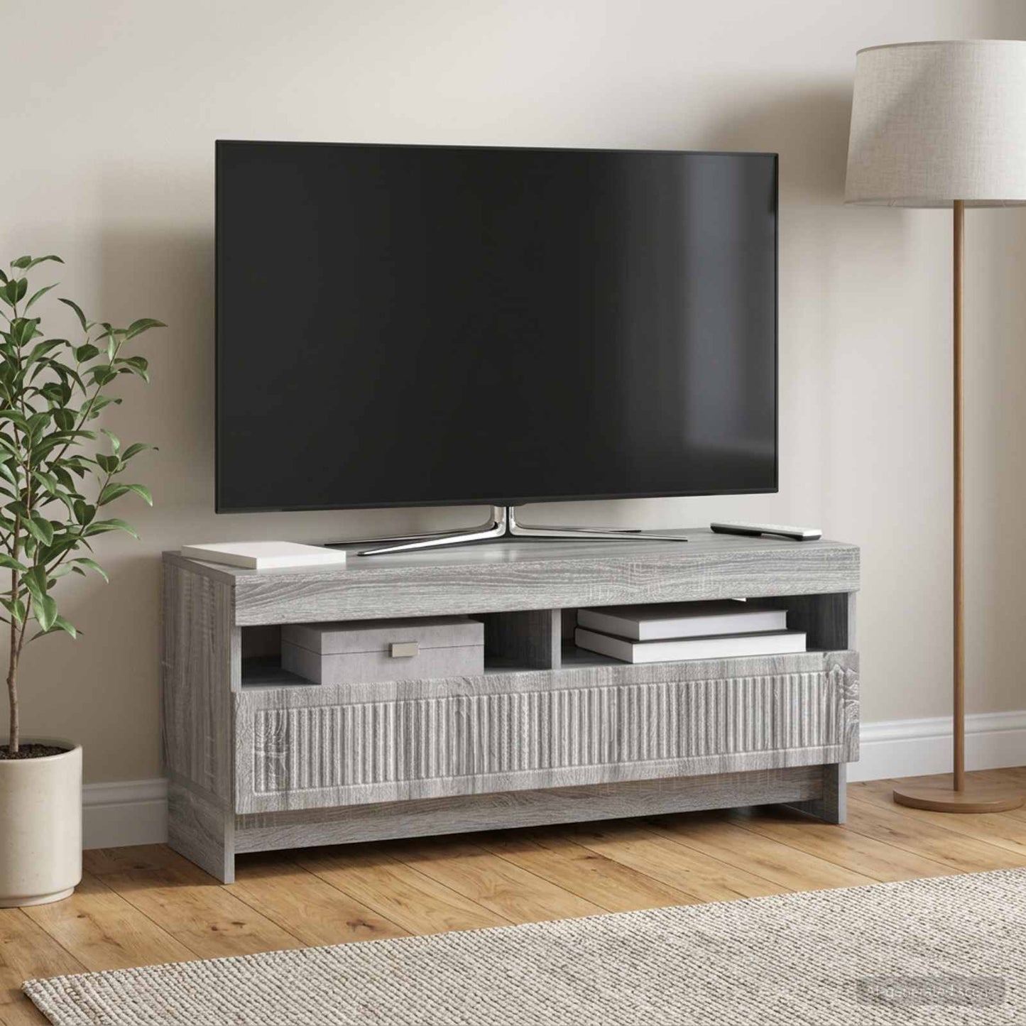 LED TV szekrény Szürke Sonoma Szerelt Fa