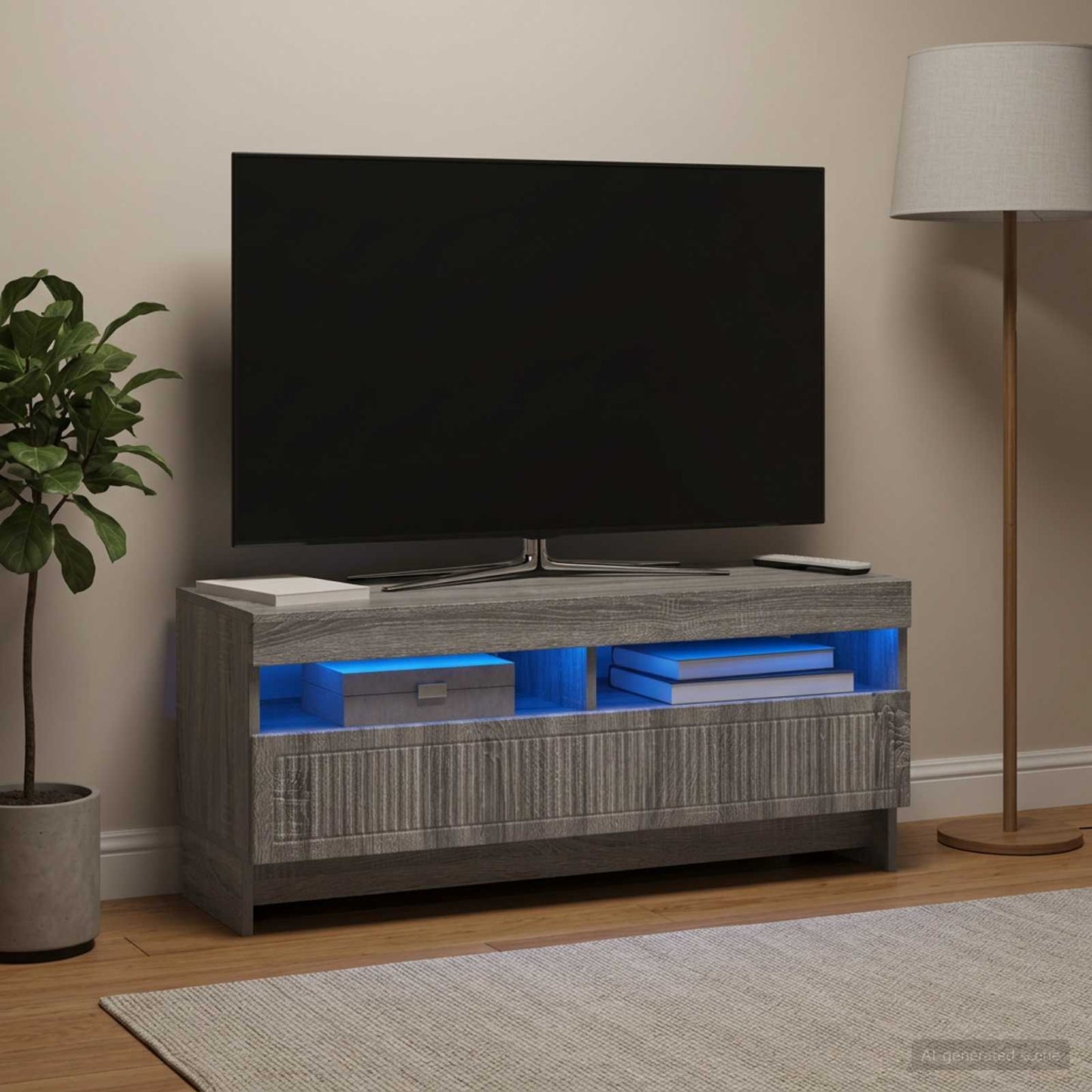 LED TV szekrény Szürke Sonoma Szerelt Fa