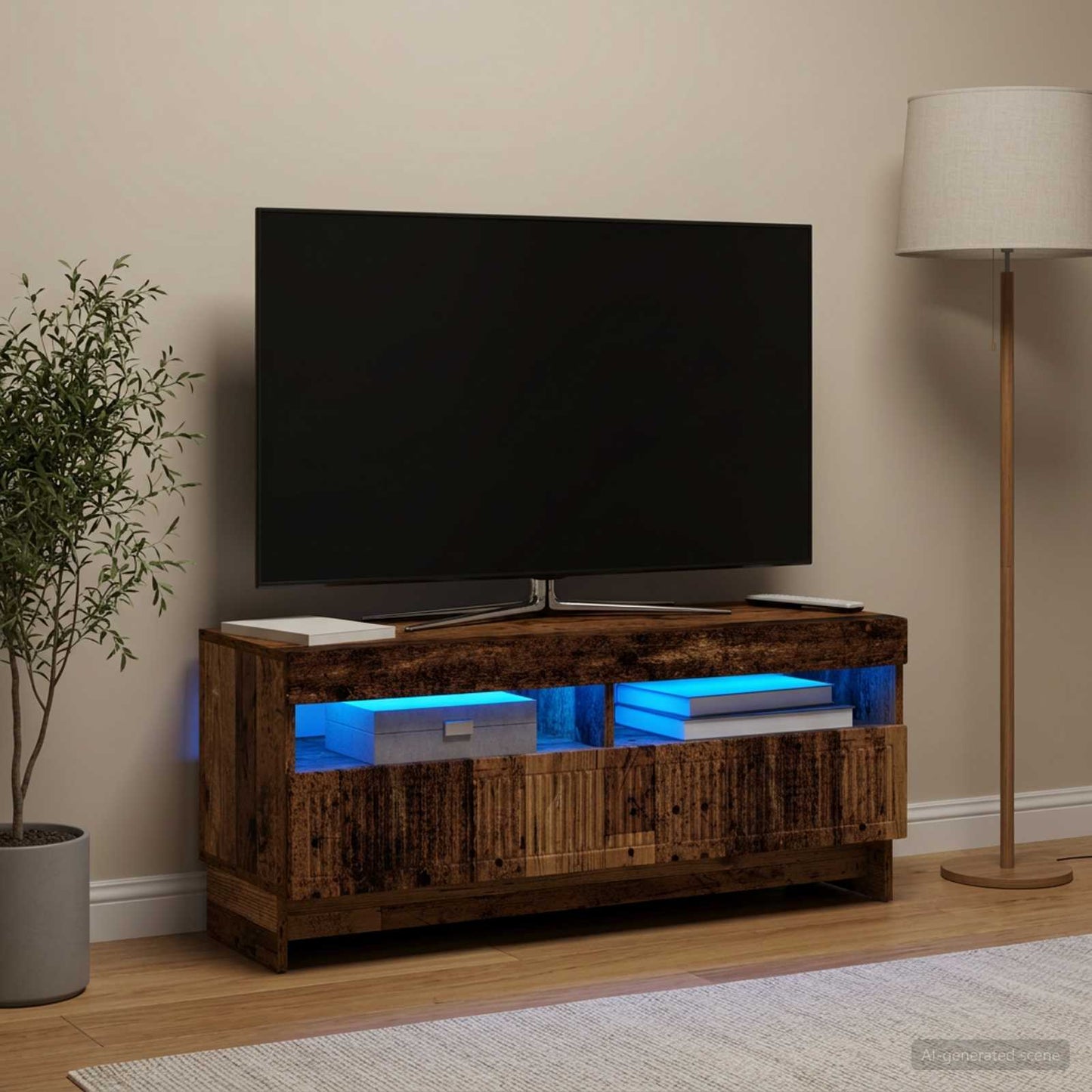LED TV szekrény Antik Fa Szerelt Fa