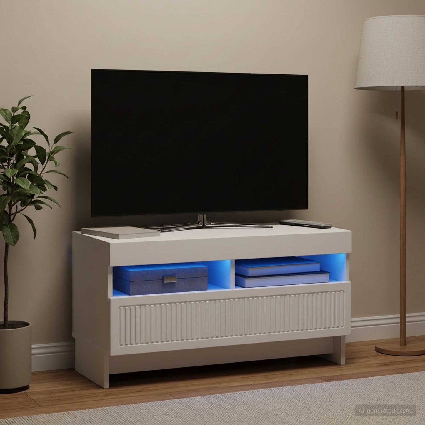 LED TV szekrény Fehér Szerelt Fa