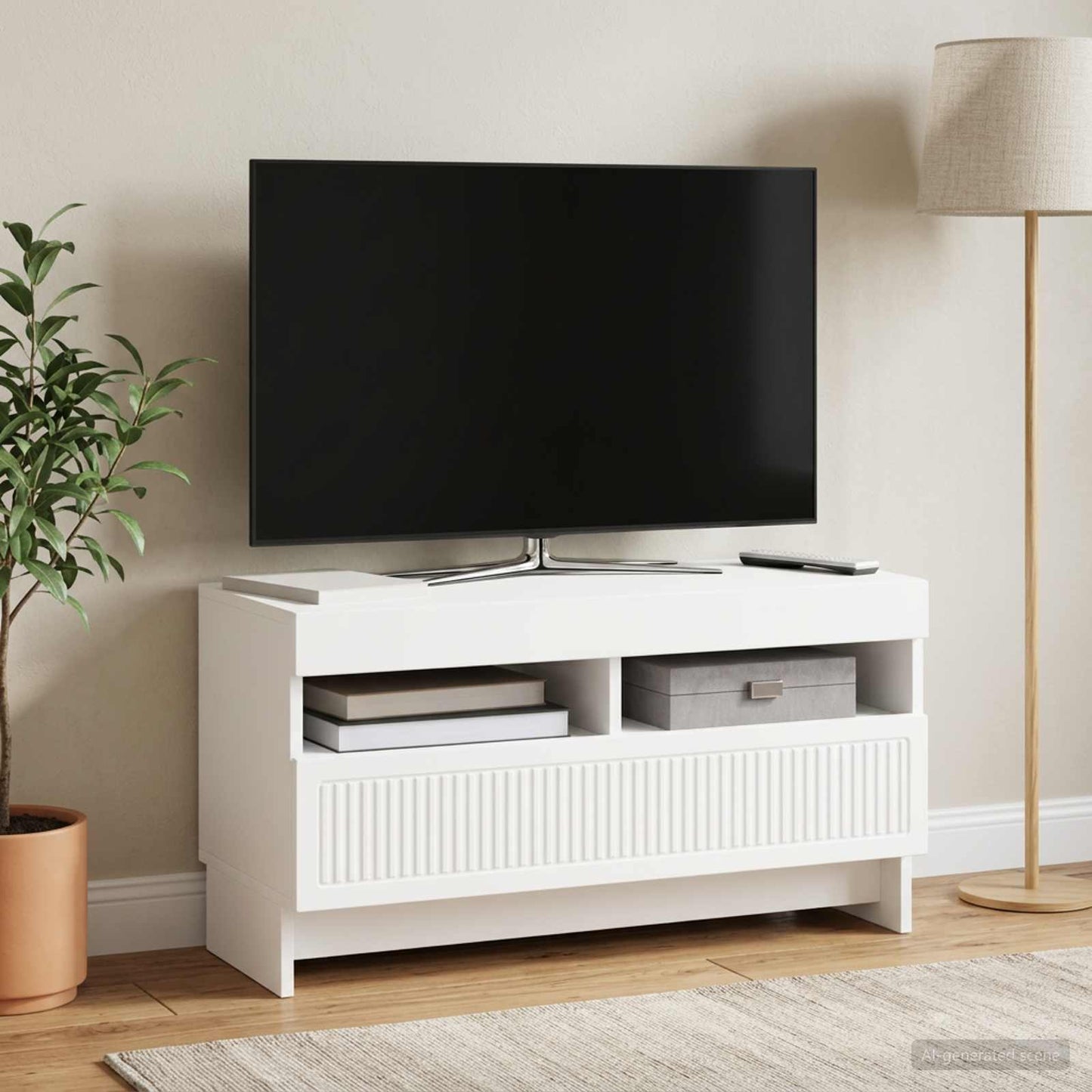 LED TV szekrény Fehér Szerelt Fa