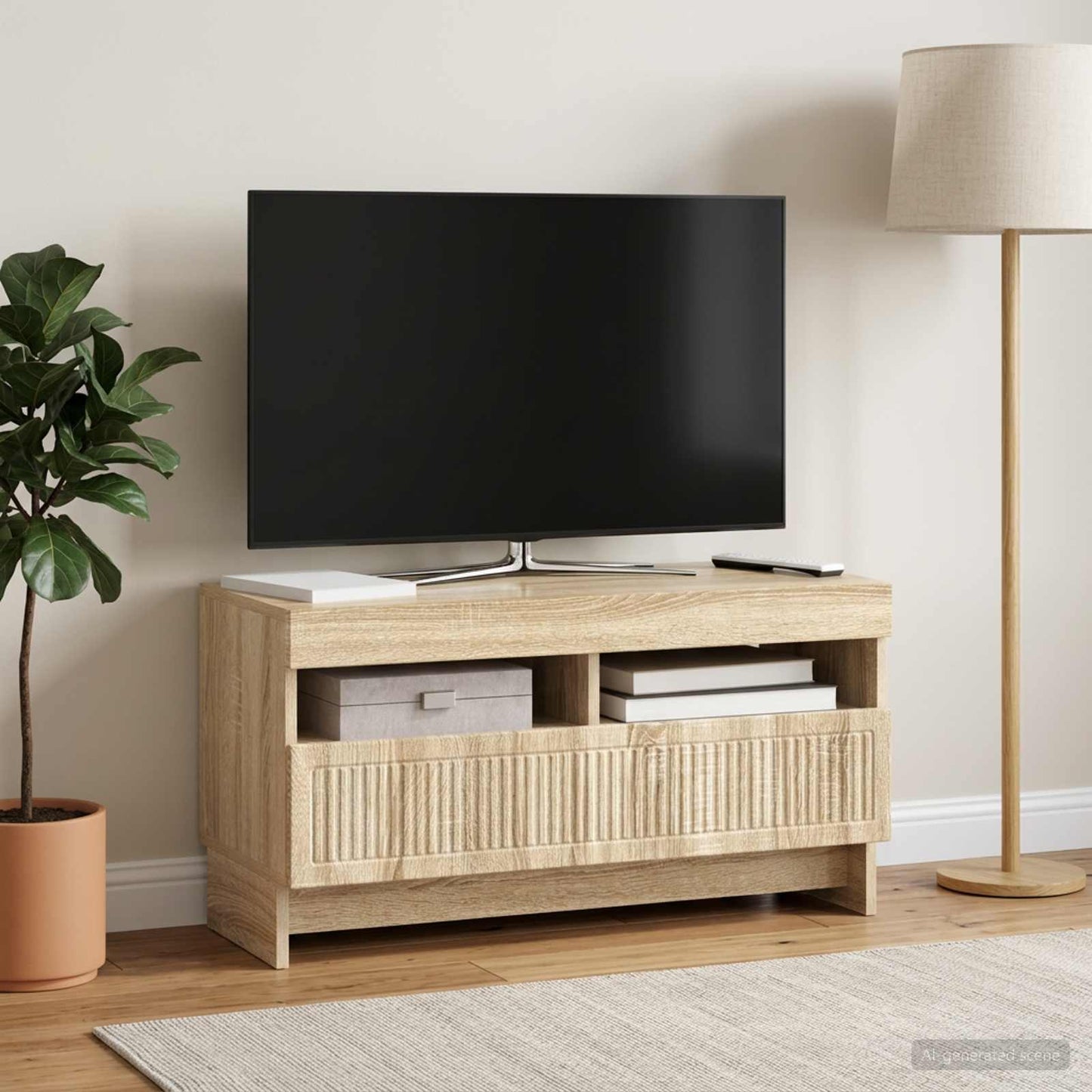 LED TV szekrény Sonoma Tölgy Szerelt Fa