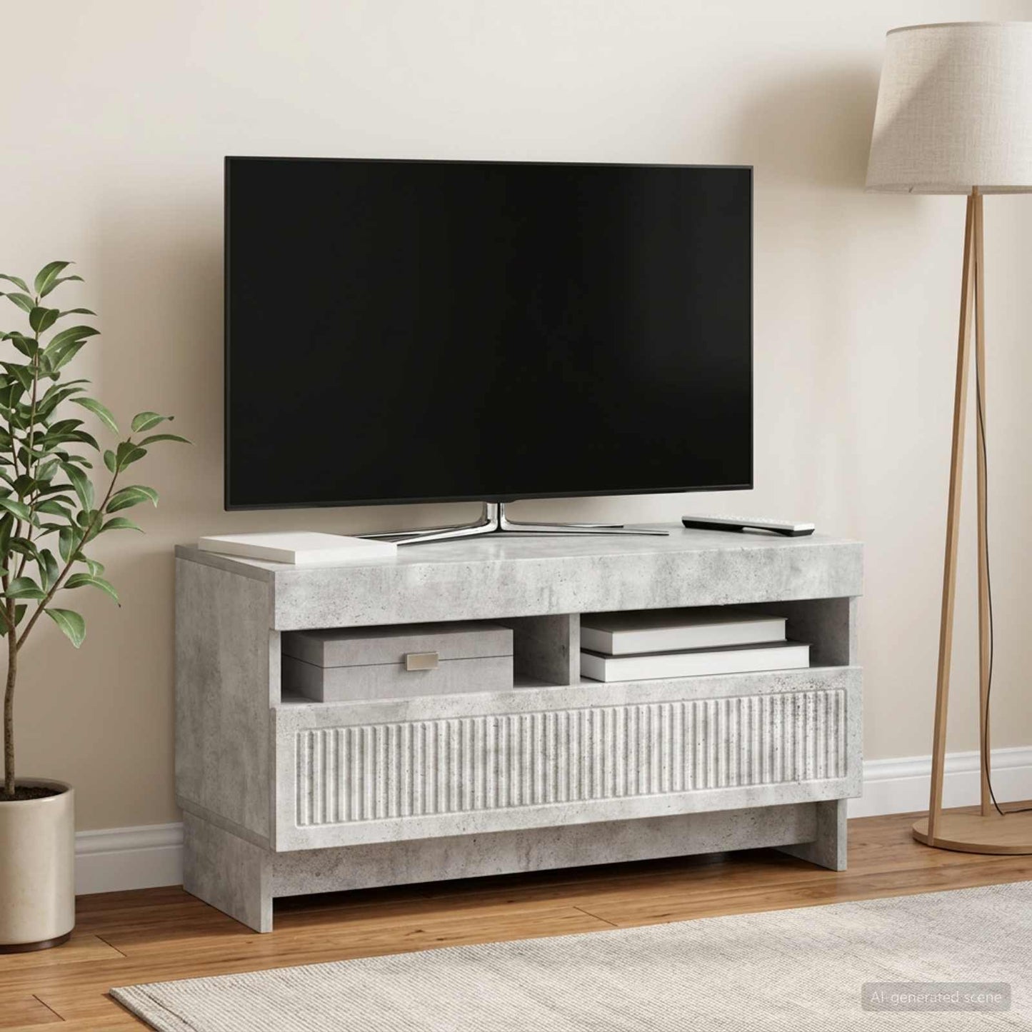 LED TV szekrény Betonszürke Szerelt Fa