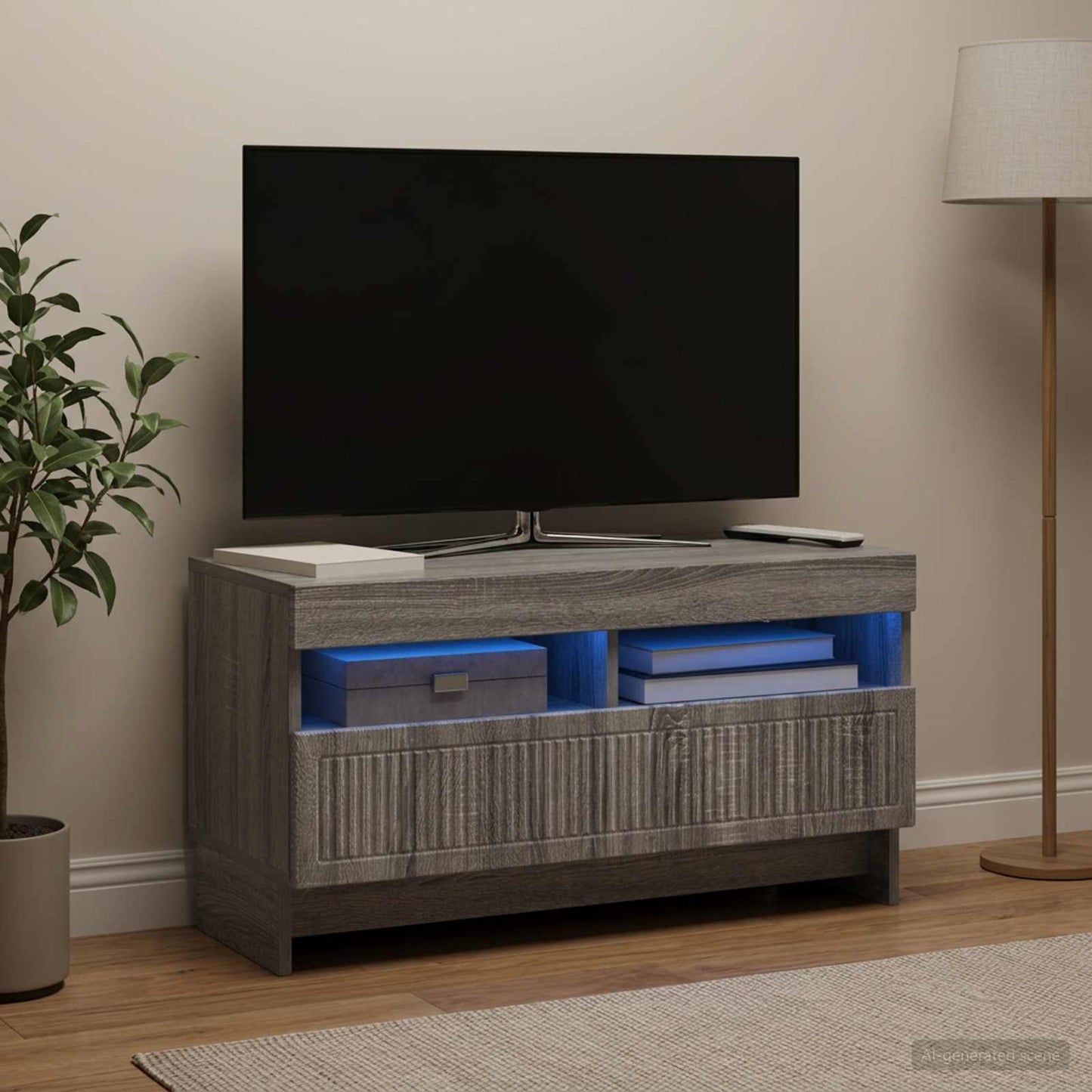 LED TV szekrény Szürke Sonoma Szerelt Fa