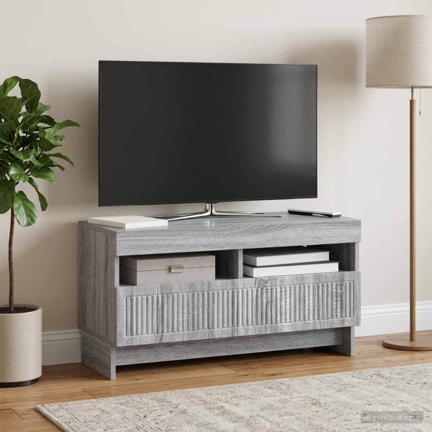 LED TV szekrény Szürke Sonoma Szerelt Fa