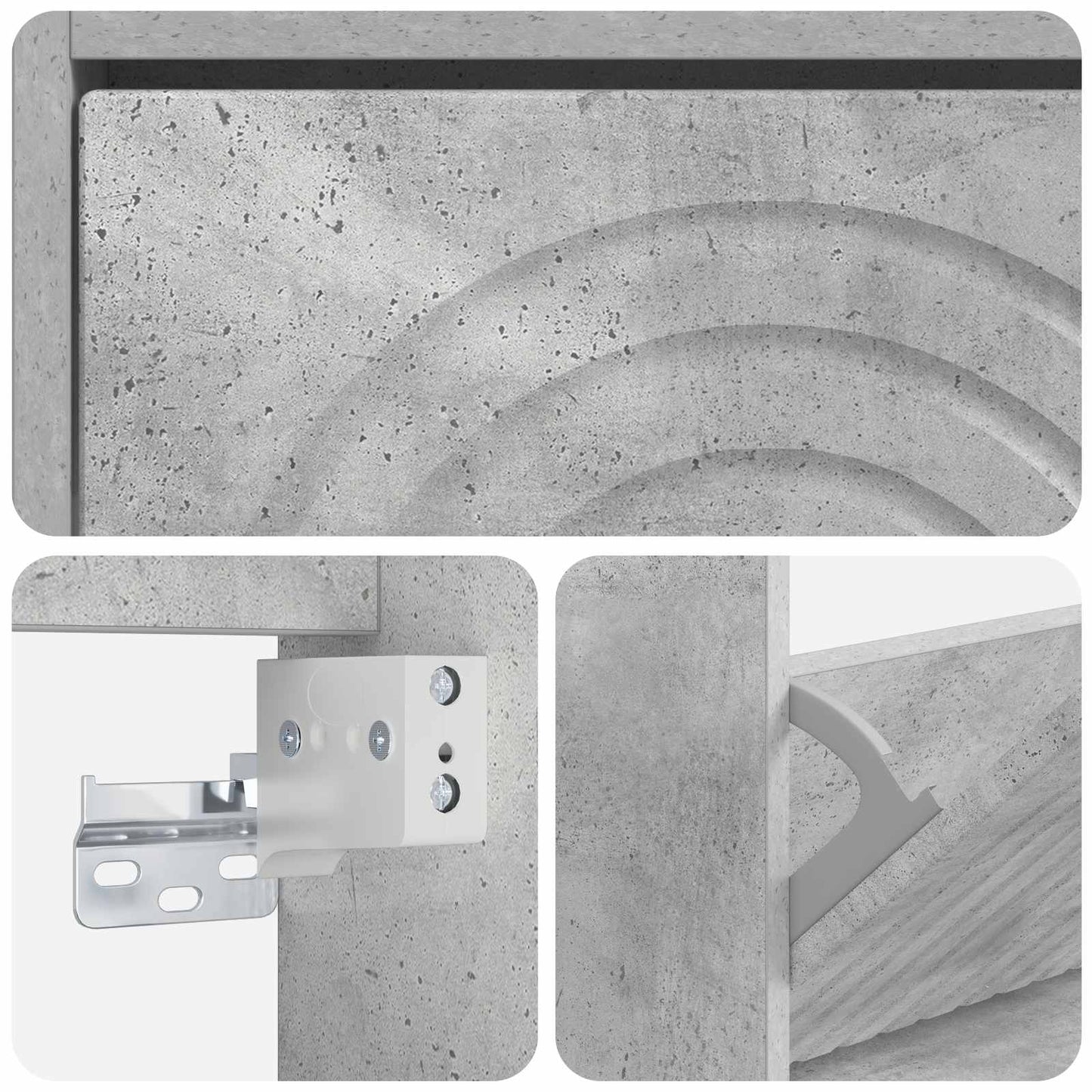Fali Cipőtartó ALKMAAR 71 x 17 x 43 cm Szerelt Fa Betonszürke