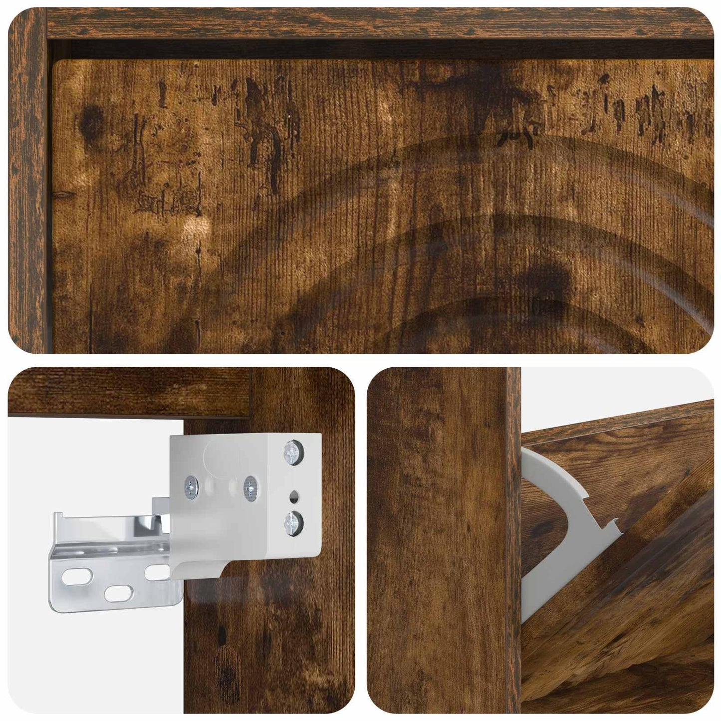Fali Cipőtartó ALKMAAR 71 x 17 x 43 cm Szerelt Fa Füstös Tölgy