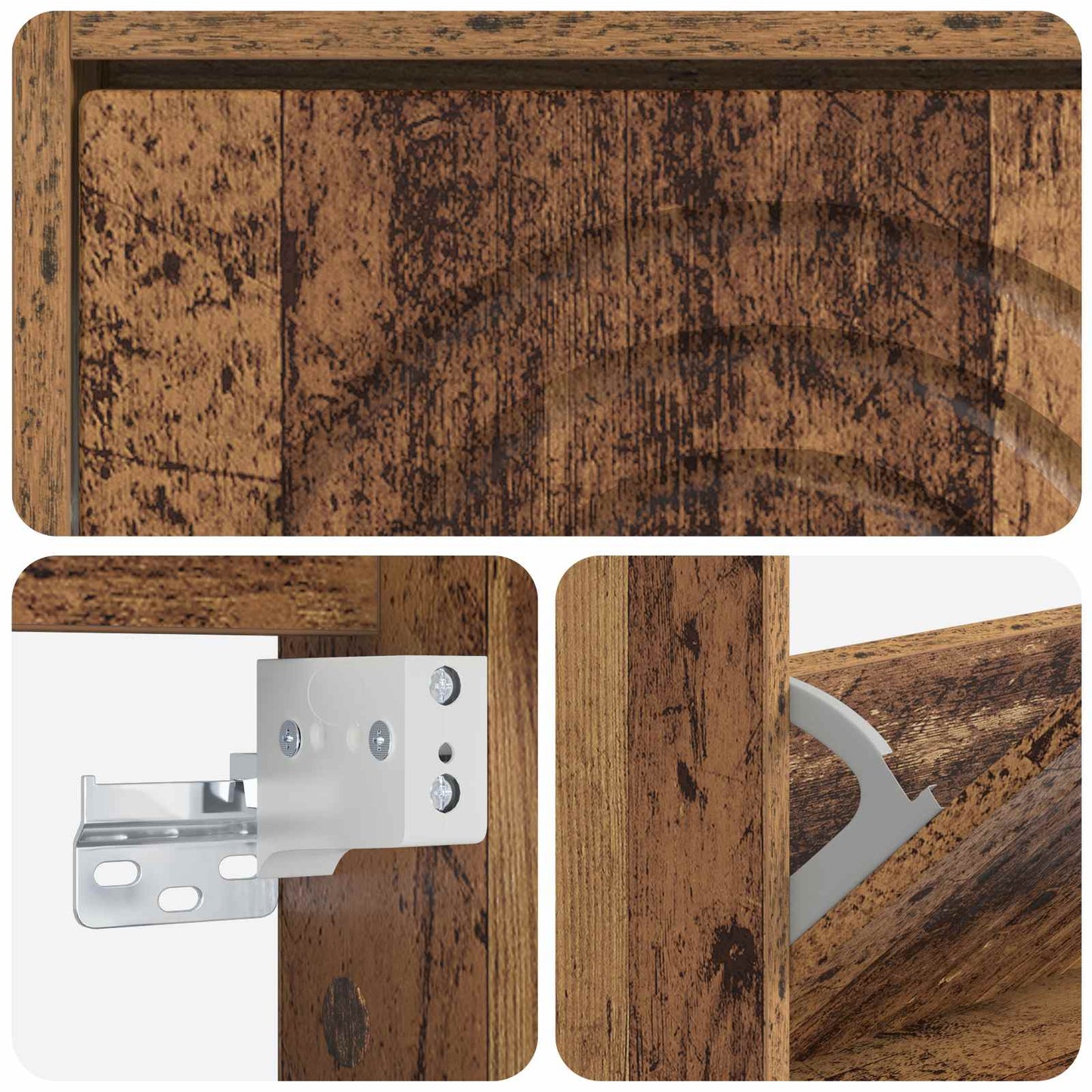Fali Cipőtartó ALKMAAR 71 x 17 x 86 cm Szerelt Fa Antik Fa