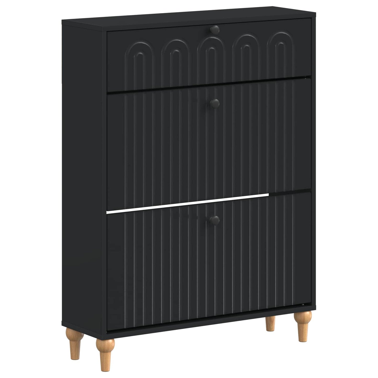 Cipőszekrény ALKMAAR 78 x 24 x 103 cm Szerelt Fa Fekete
