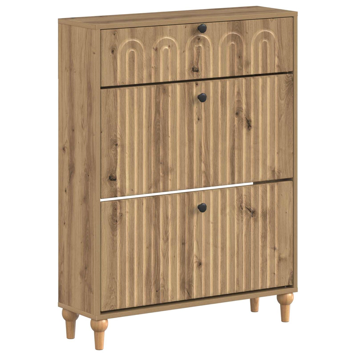 Cipőszekrény ALKMAAR 78 x 24 x 103 cm Szerelt Fa Kézműves Tölgy