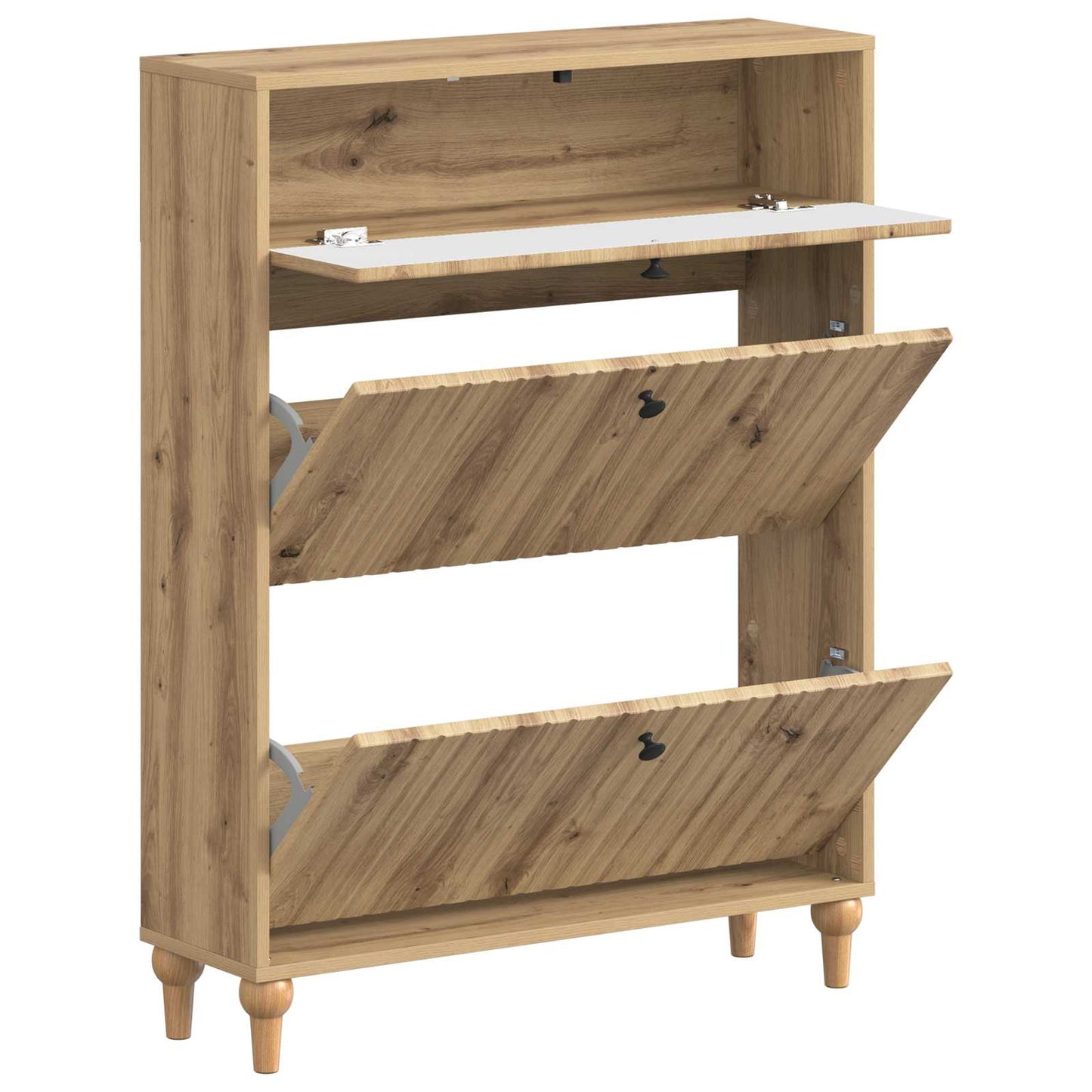Cipőszekrény ALKMAAR 78 x 24 x 103 cm Szerelt Fa Kézműves Tölgy