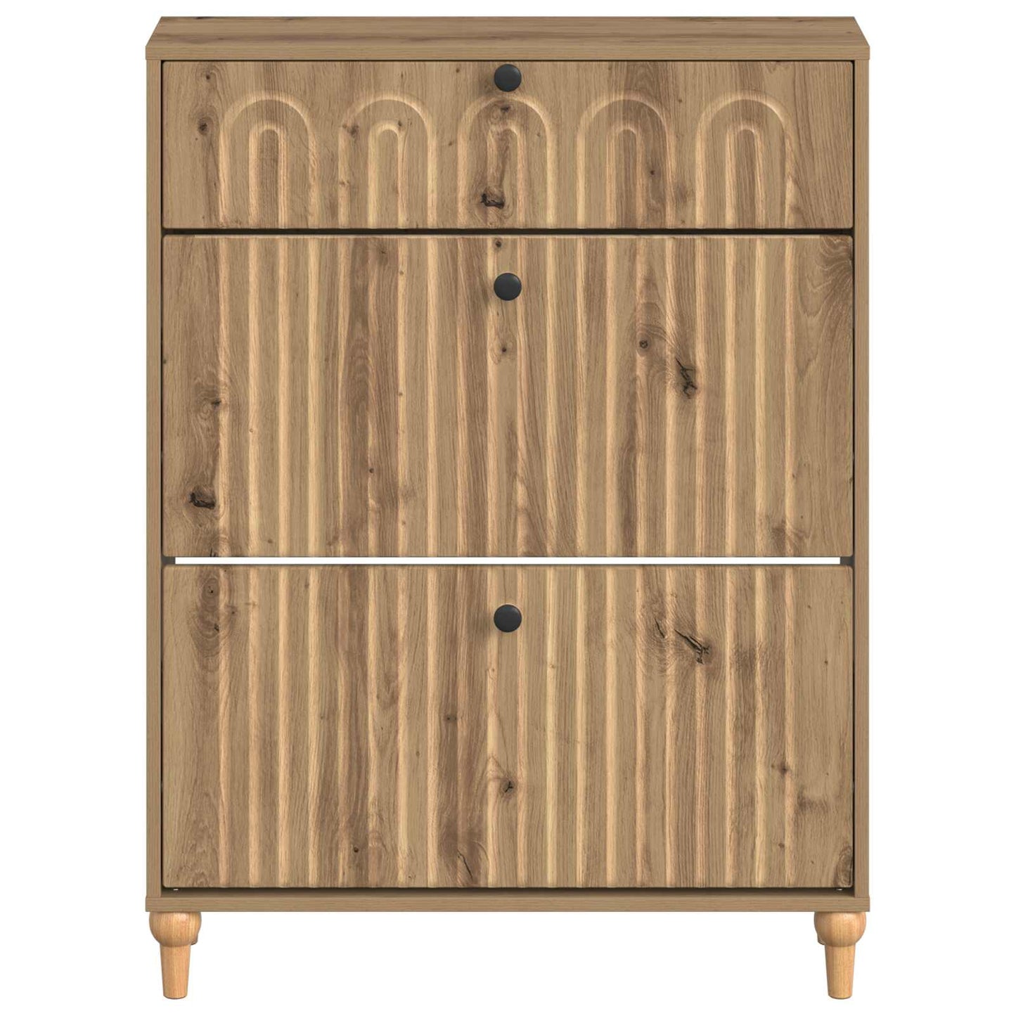 Cipőszekrény ALKMAAR 78 x 24 x 103 cm Szerelt Fa Kézműves Tölgy