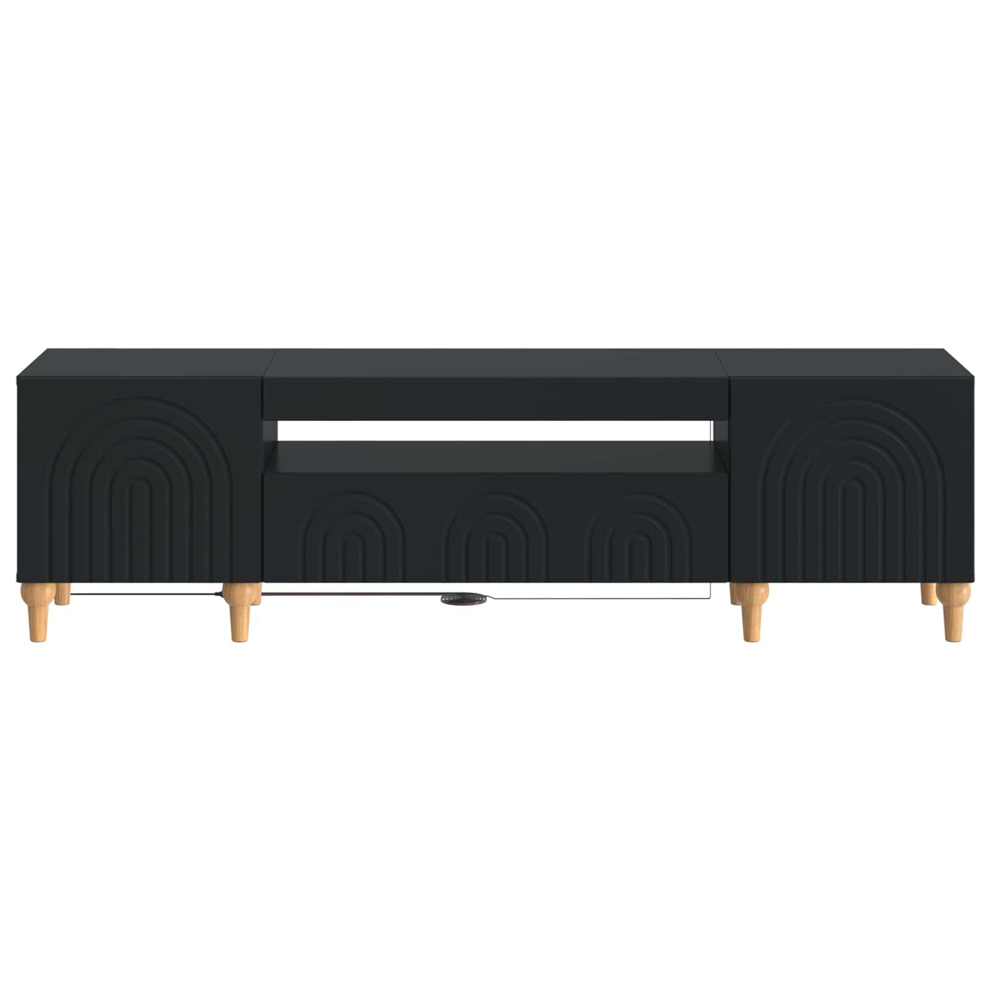 LED TV szekrény Fekete Szerelt Fa