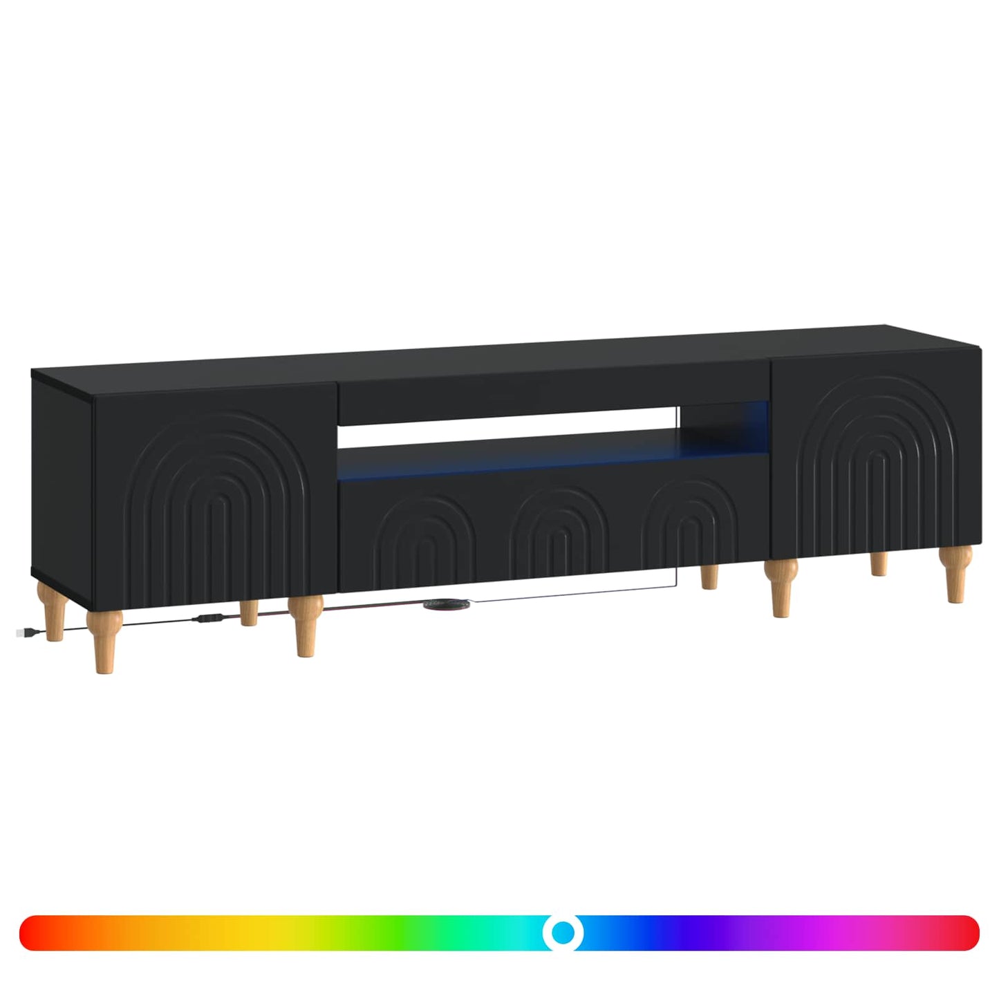 LED TV szekrény Fekete Szerelt Fa