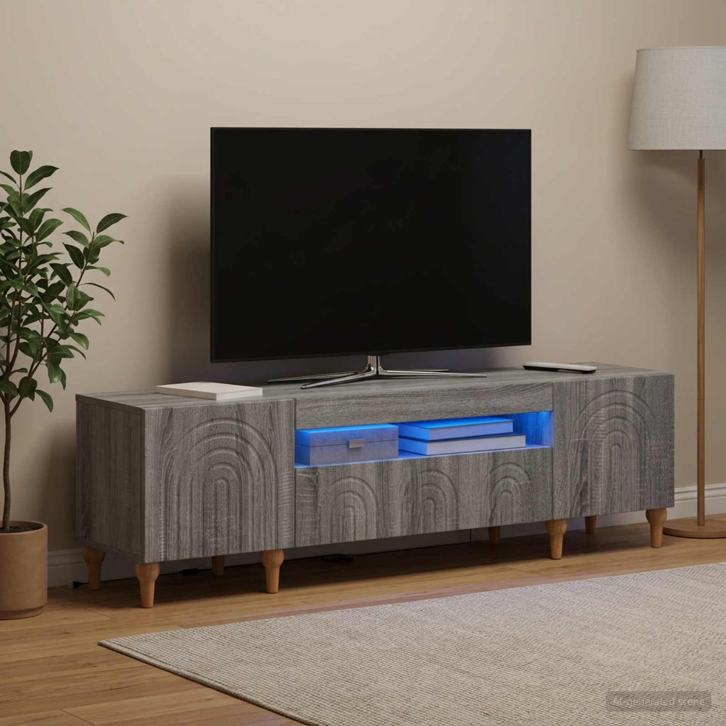 LED TV szekrény Szürke Sonoma Szerelt Fa