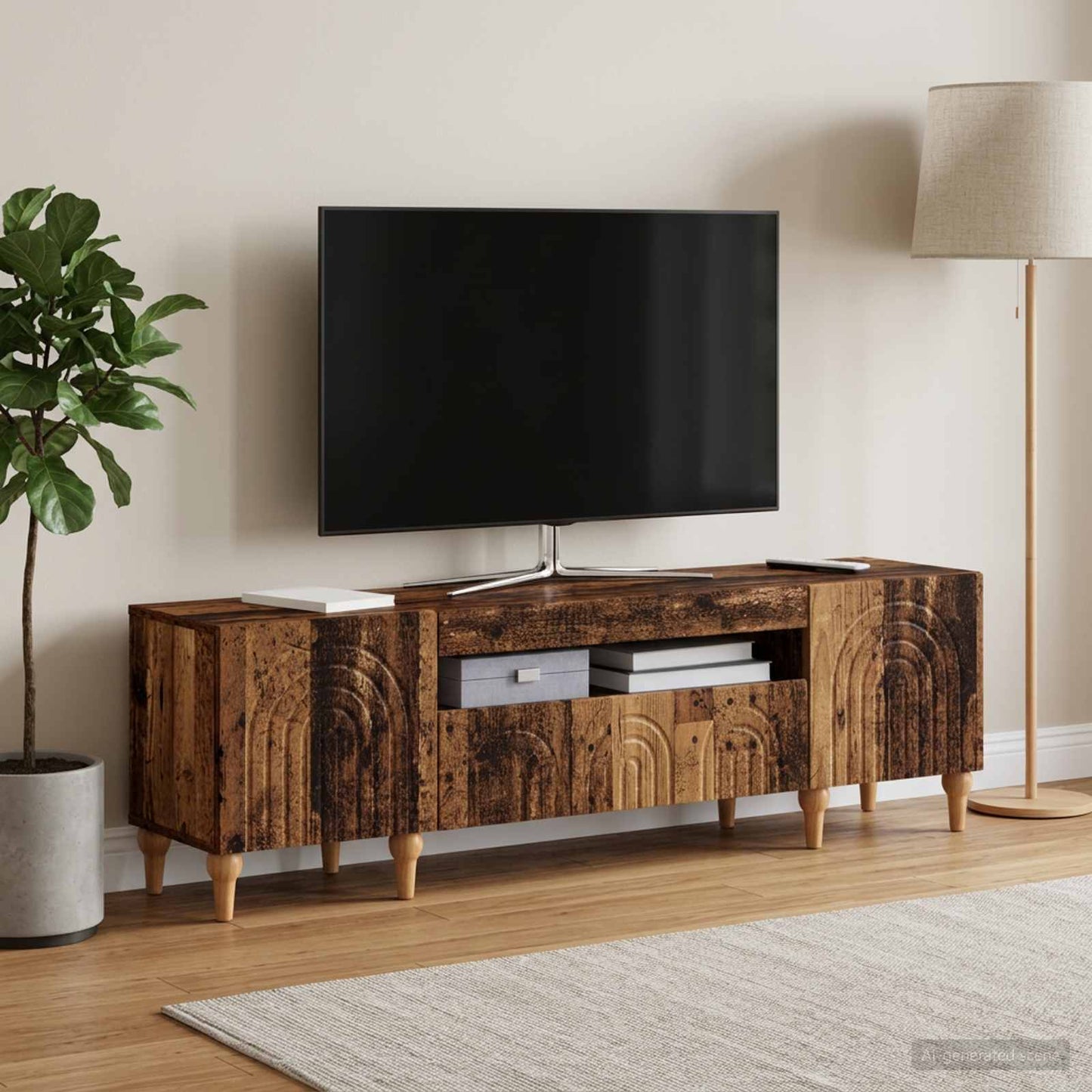 LED TV szekrény Antik Fa Szerelt Fa