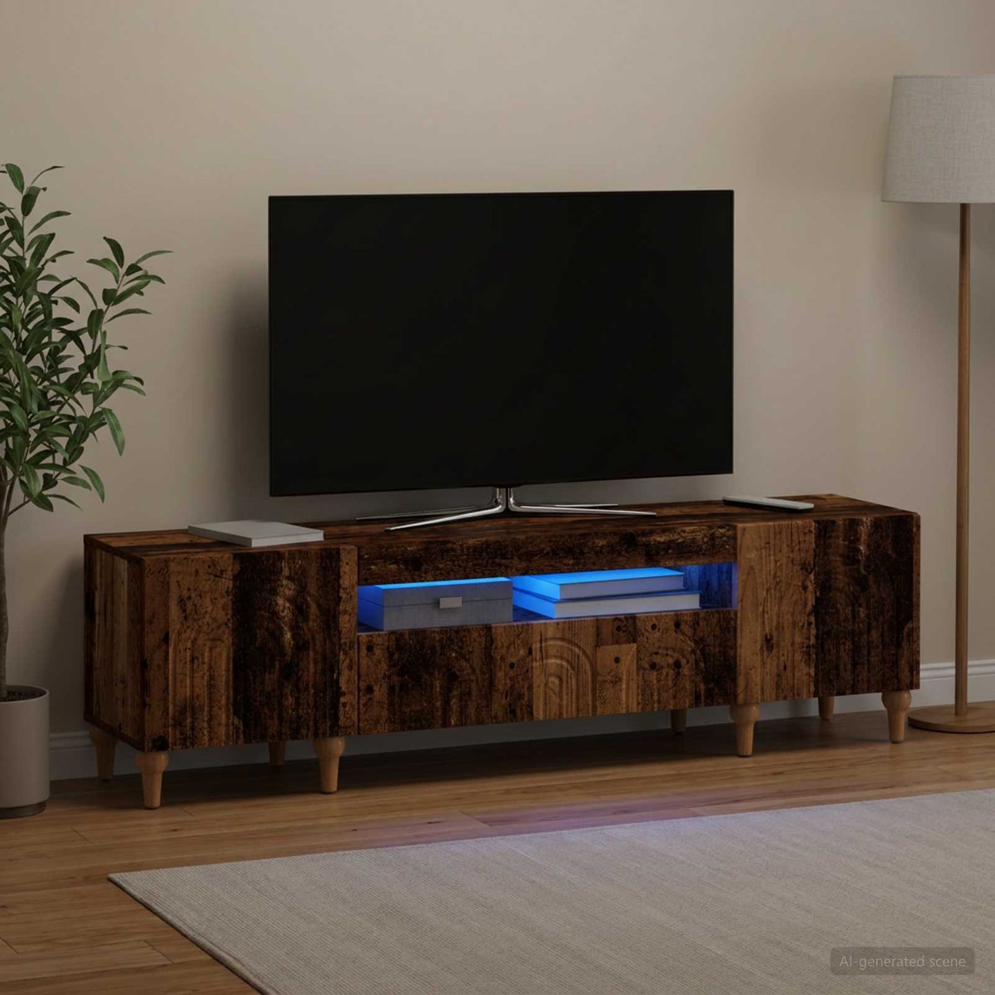 LED TV szekrény Antik Fa Szerelt Fa