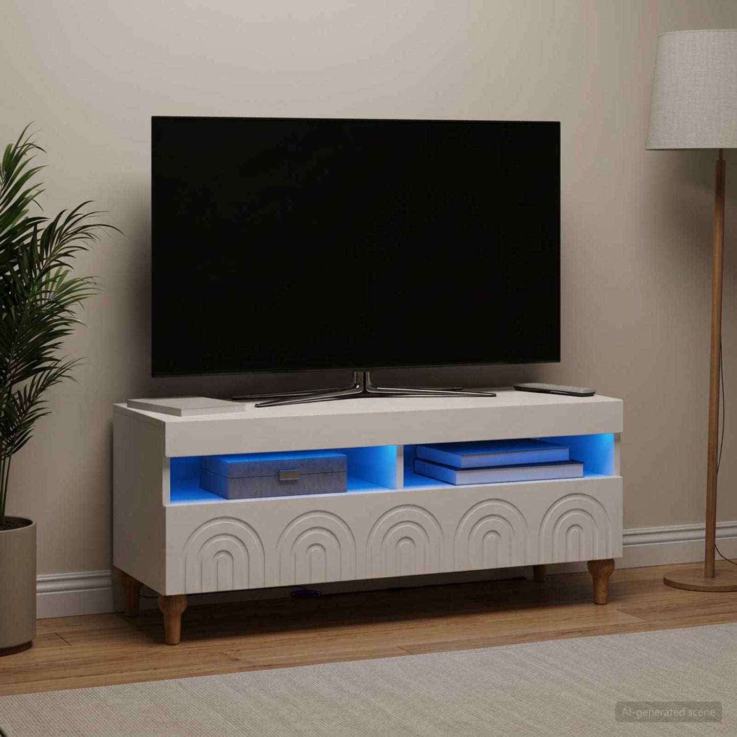 LED TV szekrény Fehér Szerelt Fa