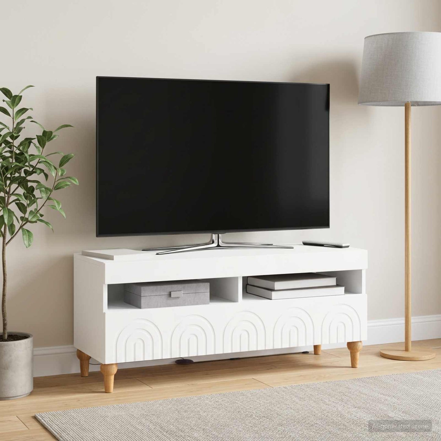 LED TV szekrény Fehér Szerelt Fa
