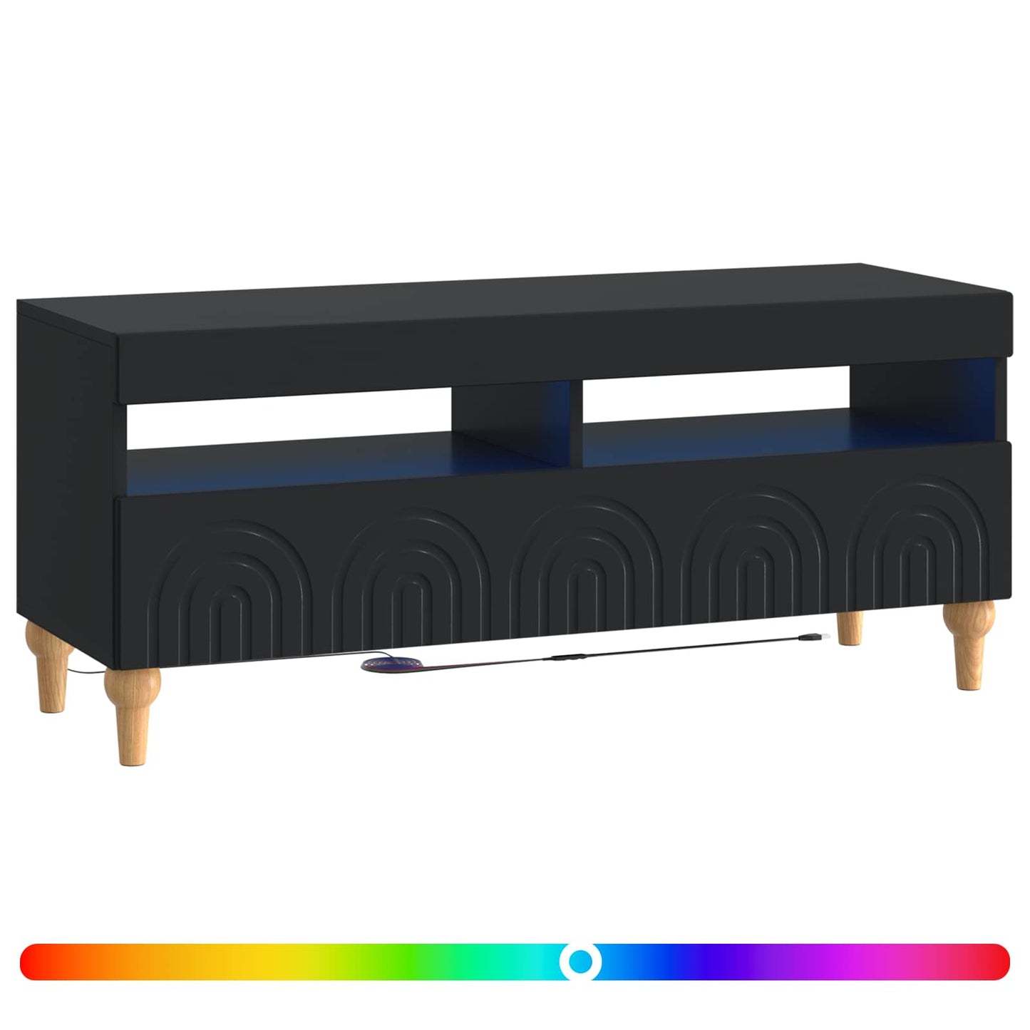 LED TV szekrény Fekete Szerelt Fa