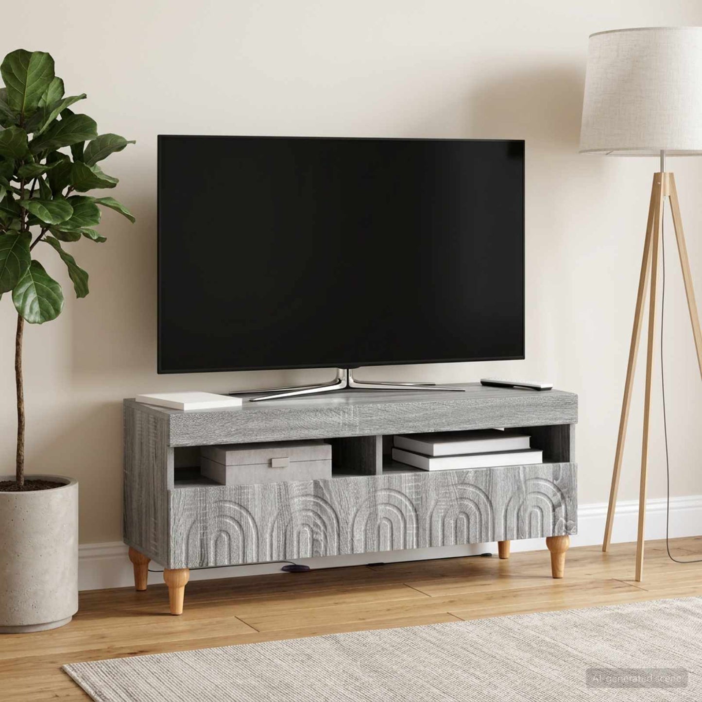LED TV szekrény Szürke Sonoma Szerelt Fa