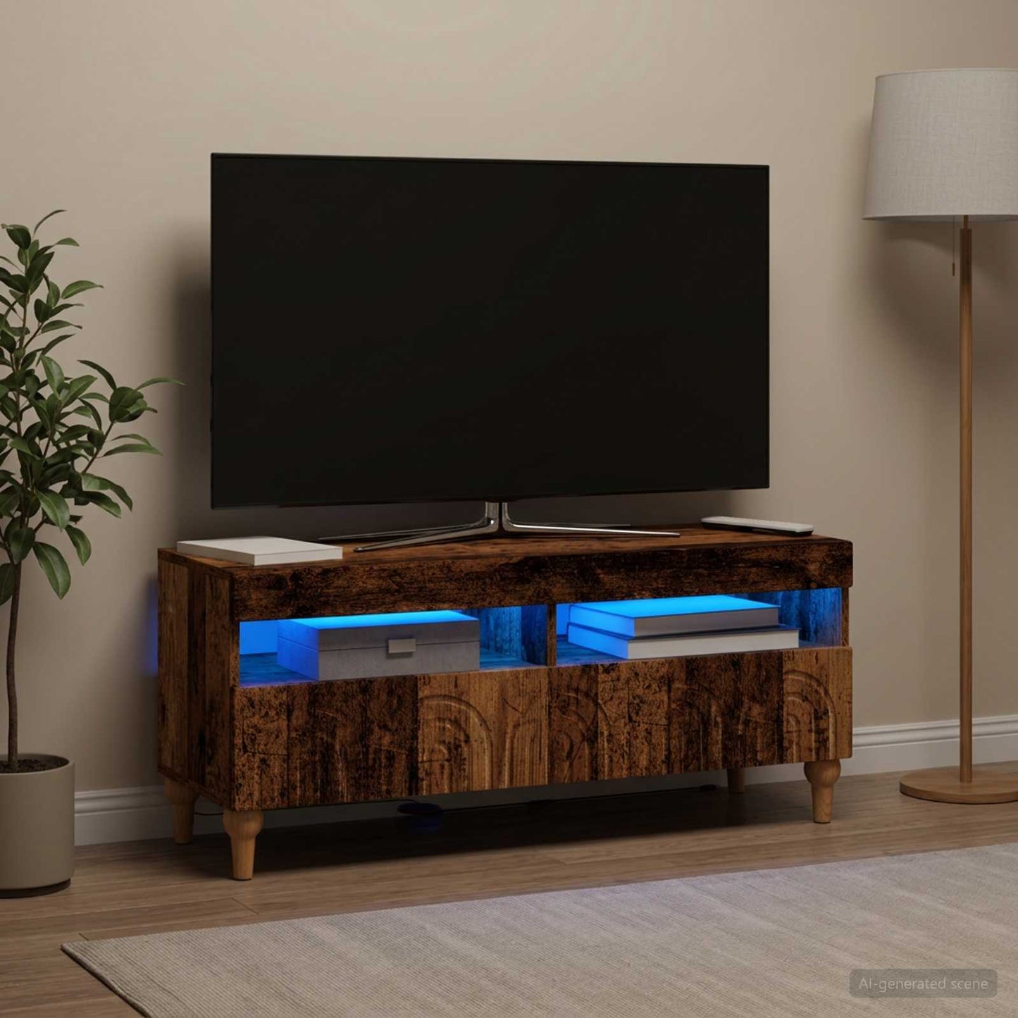 LED TV szekrény Antik Fa Szerelt Fa