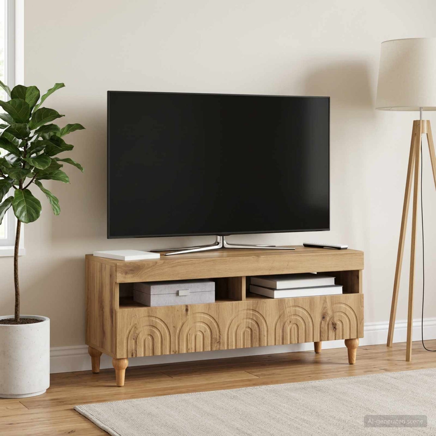 LED TV szekrény Kézműves Tölgy Szerelt Fa