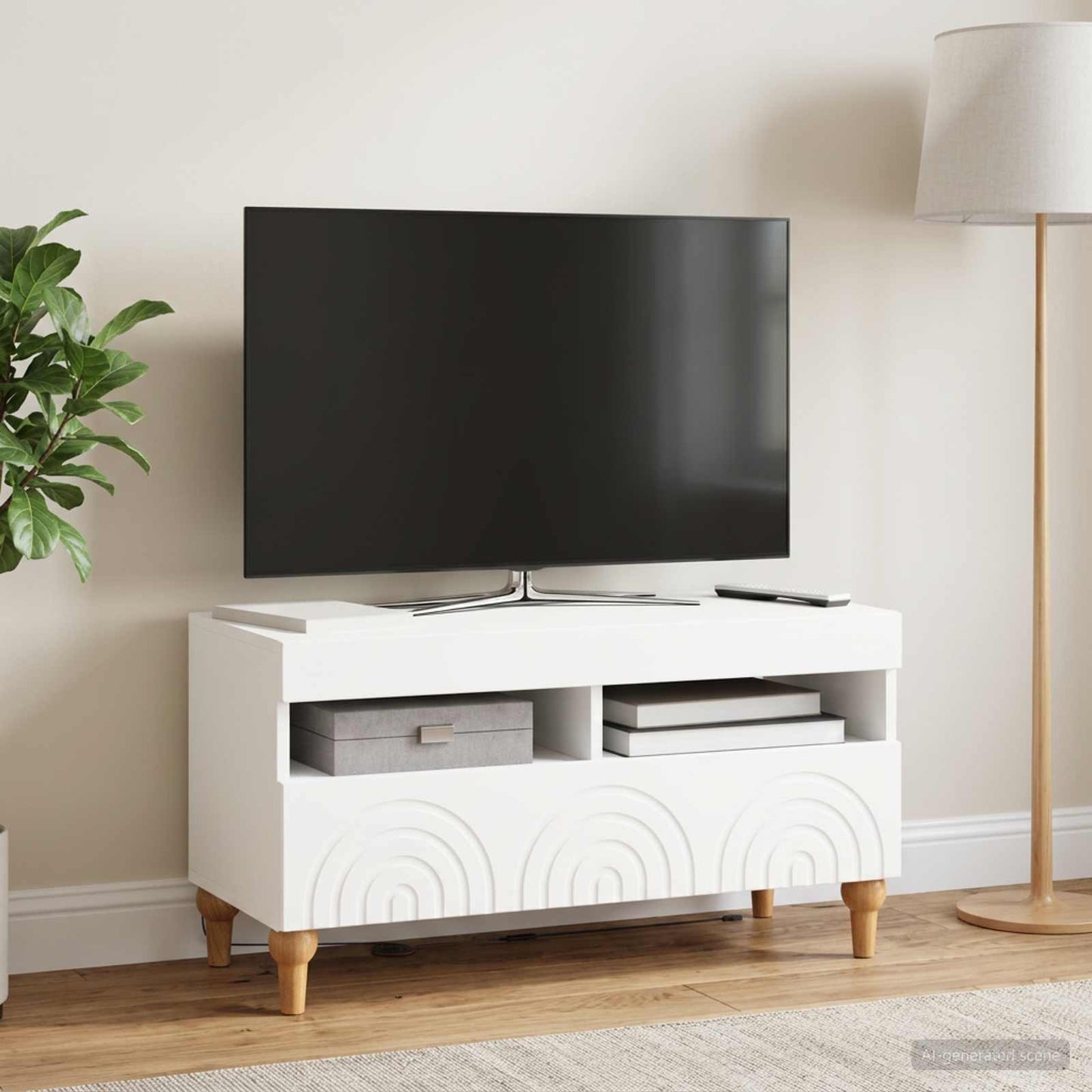 LED TV szekrény Fehér Szerelt Fa