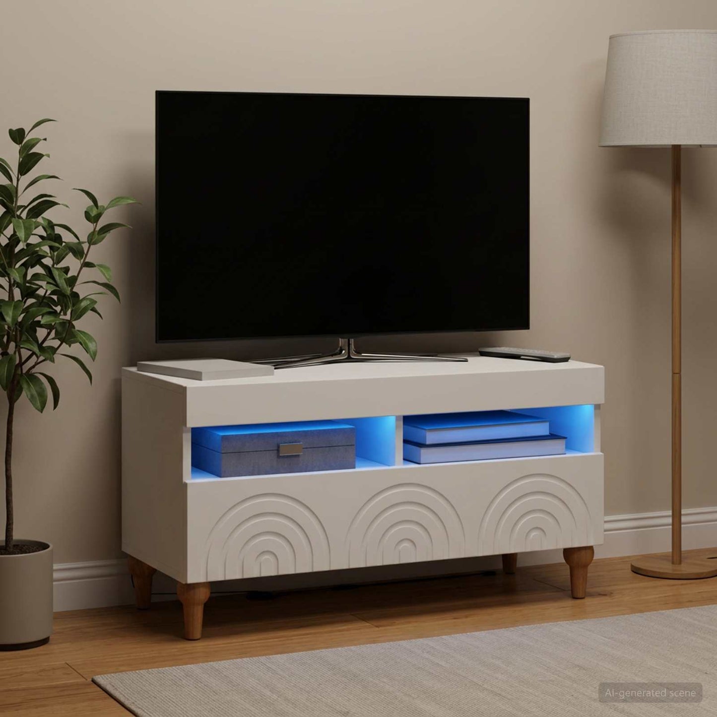 LED TV szekrény Fehér Szerelt Fa