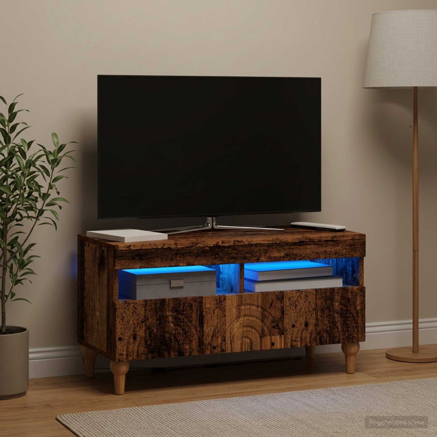 LED TV szekrény Antik Fa Szerelt Fa