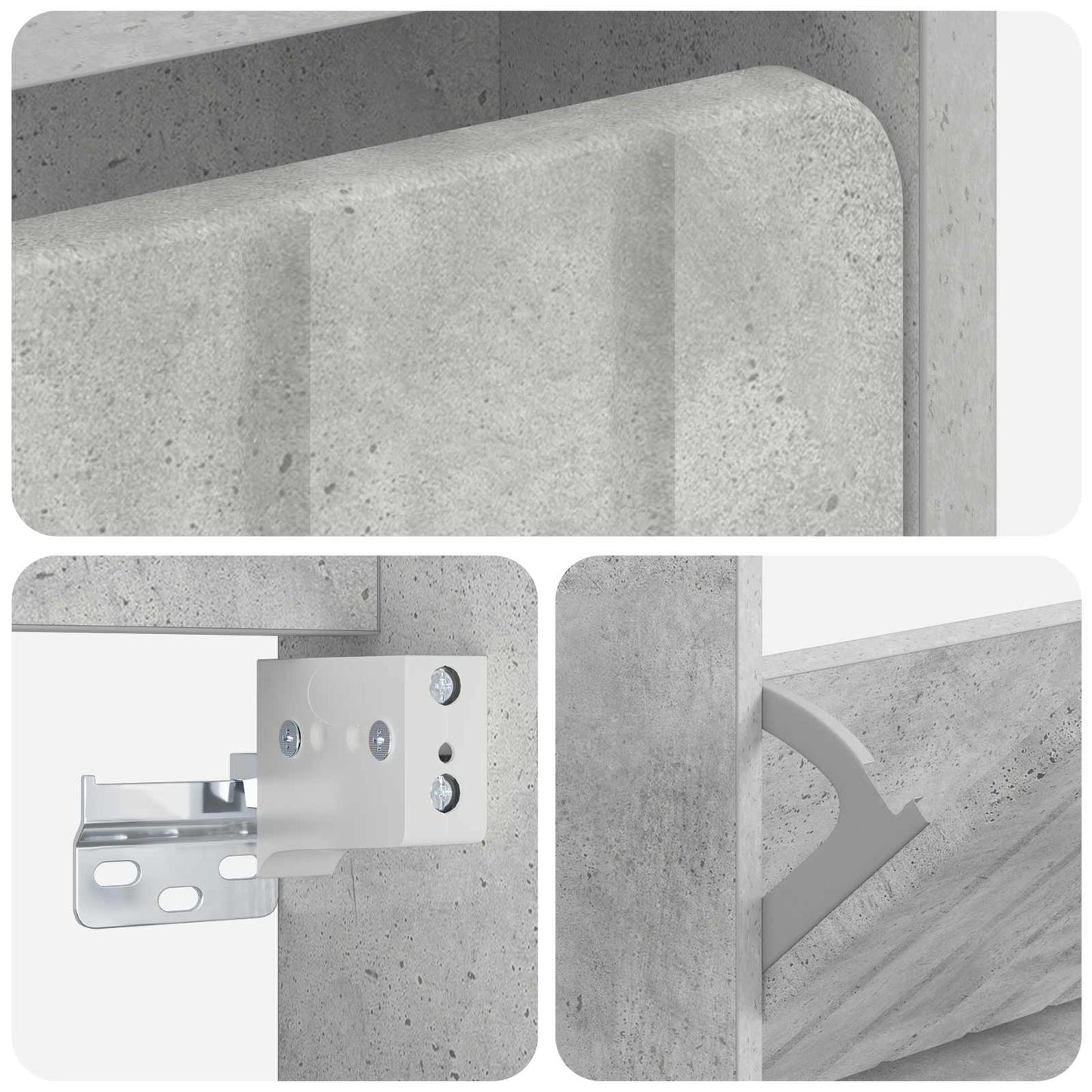 Fali Cipőtartó ZWOLLE 71 x 17 x 43 cm Szerelt Fa Betonszürke